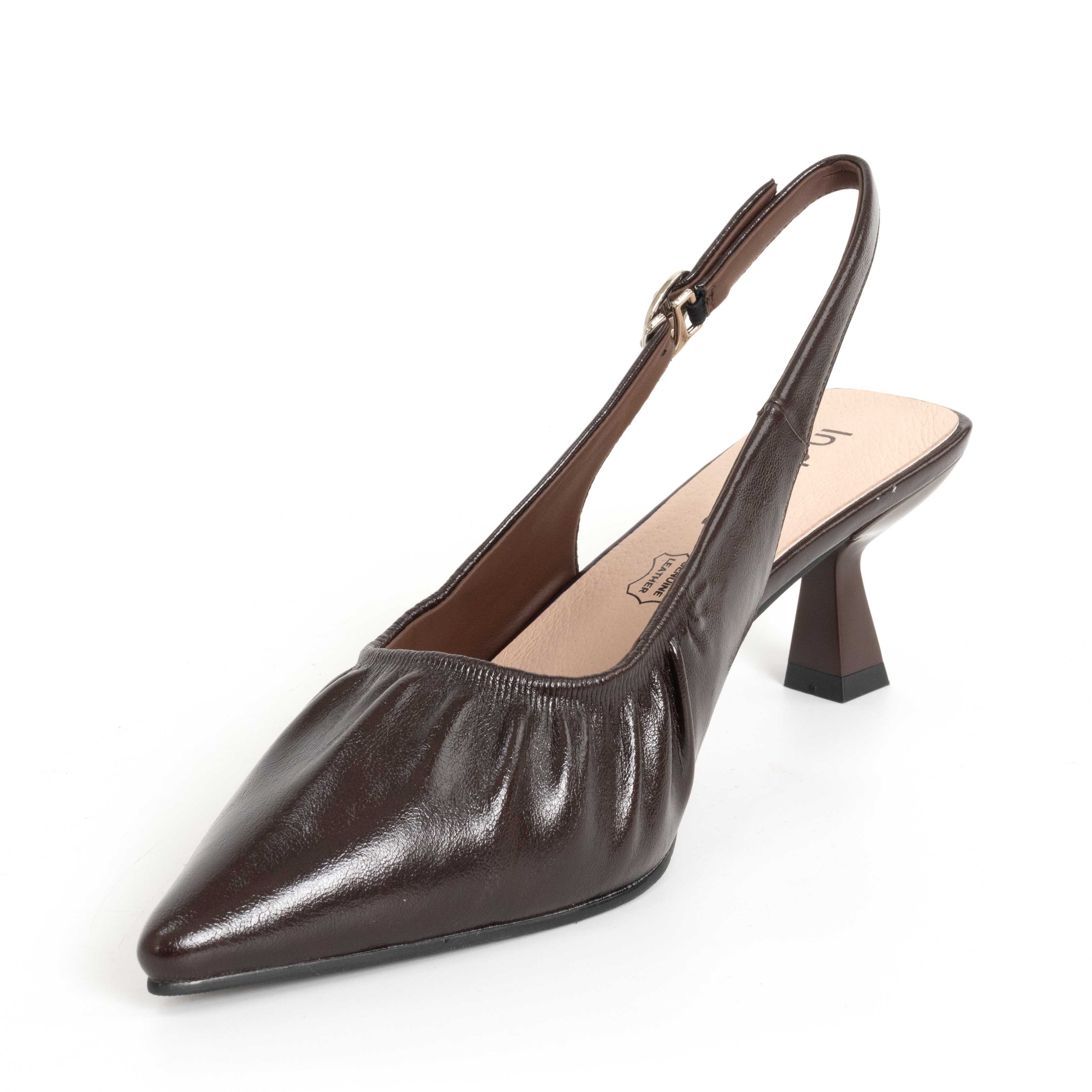 NEW Women high heel pumps with Brown PU leather