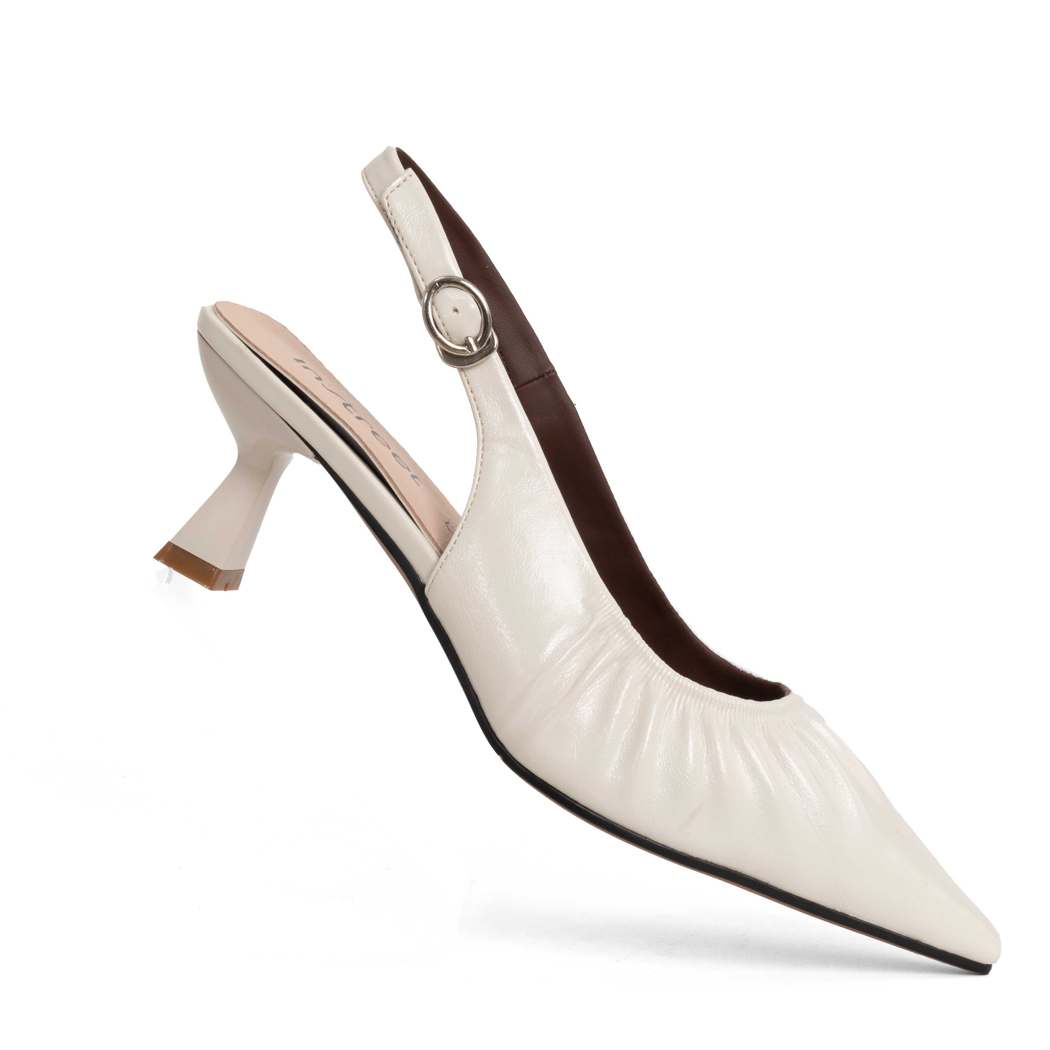 NEW Women high heel pumps with beige PU leather