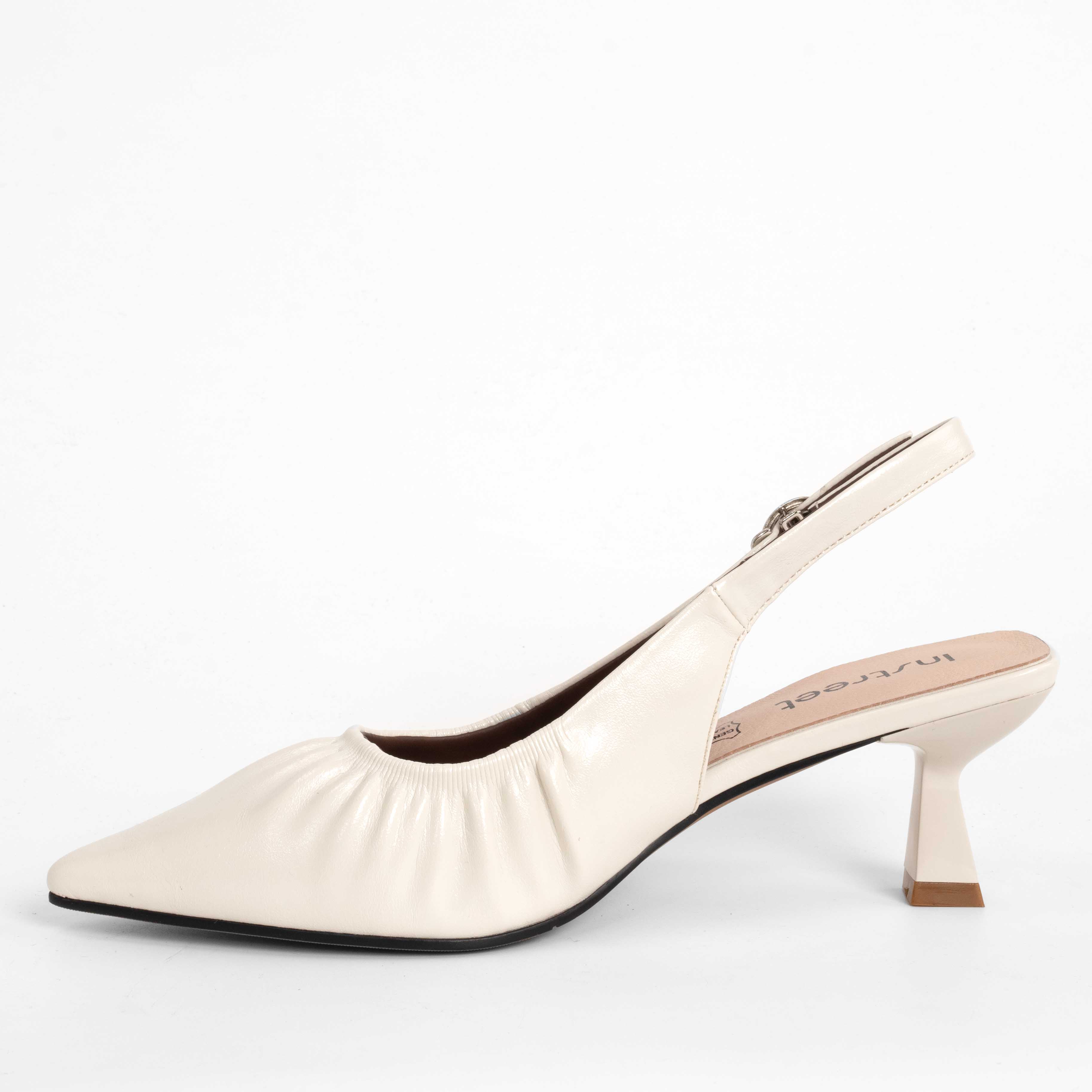 NEW Women high heel pumps with beige PU leather