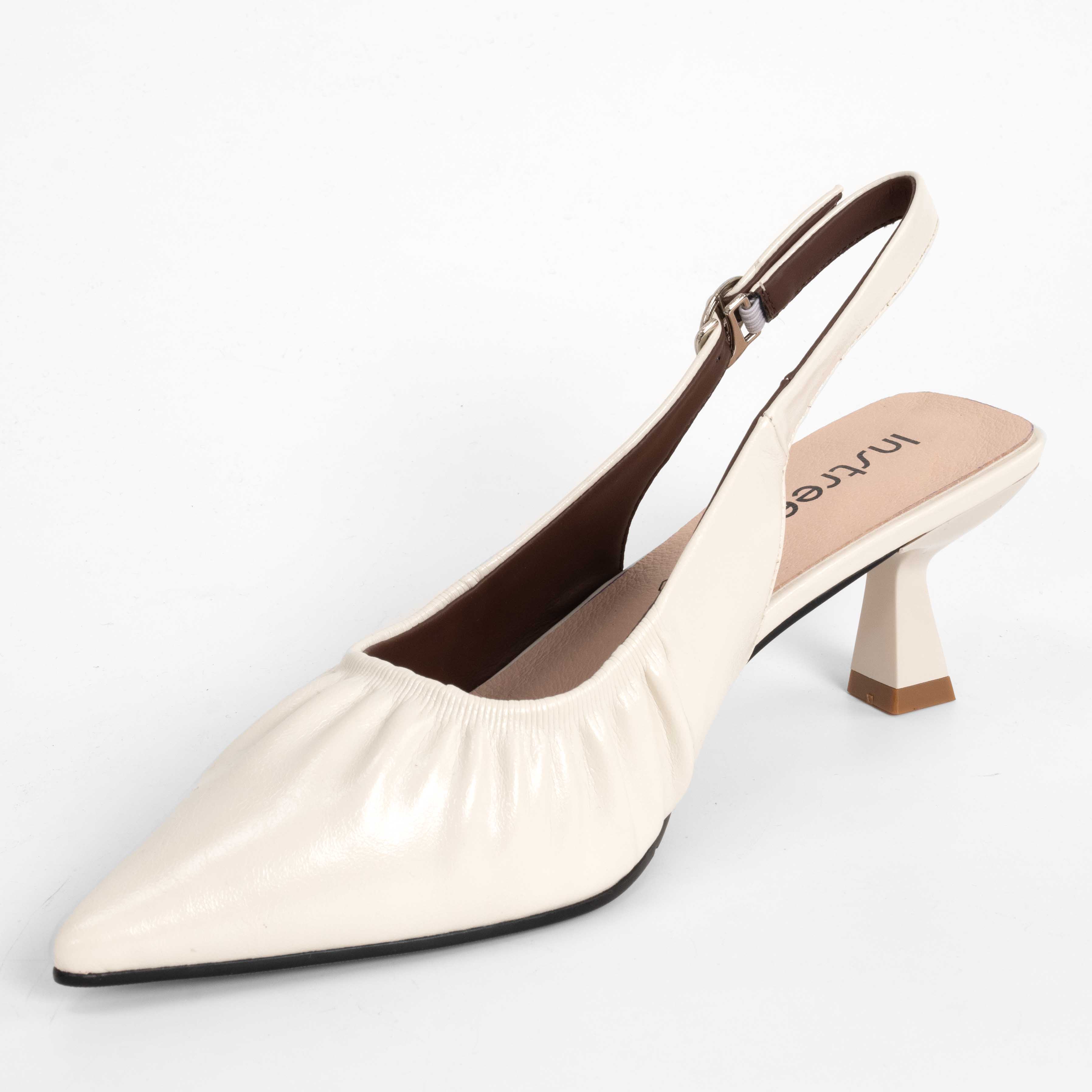 NEW Women high heel pumps with beige PU leather