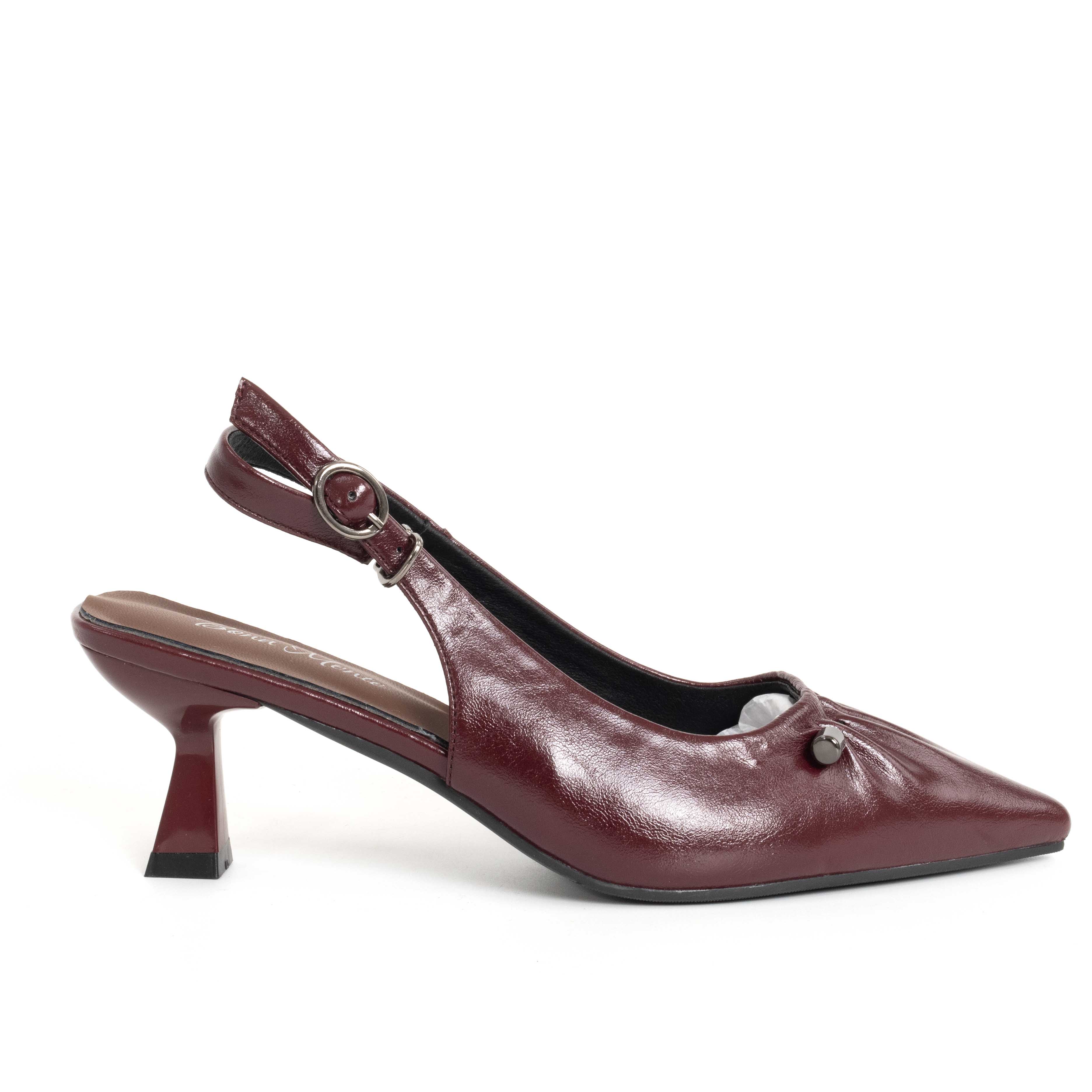NEW Women high heel pumps with burgundy PU leather