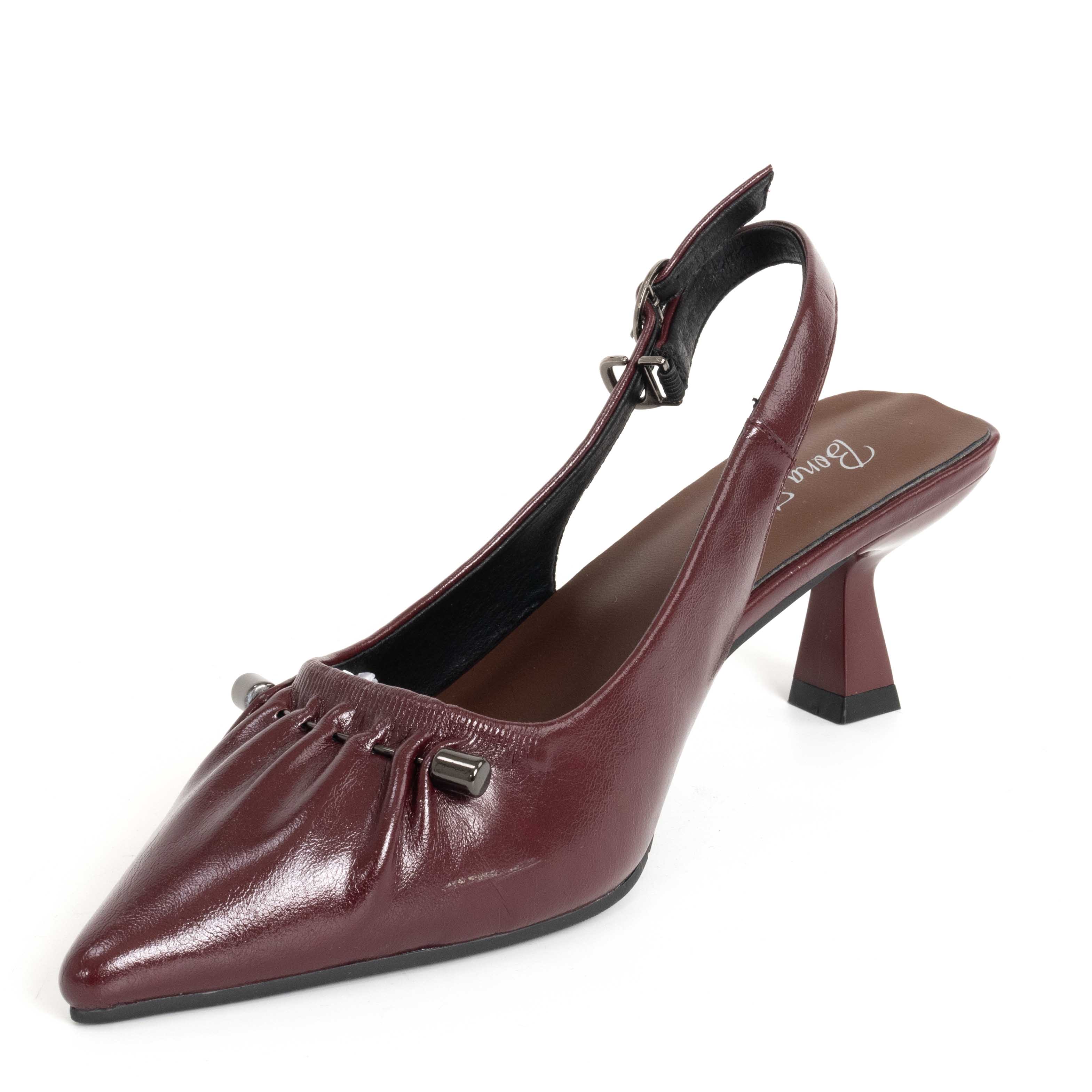 NEW Women high heel pumps with burgundy PU leather