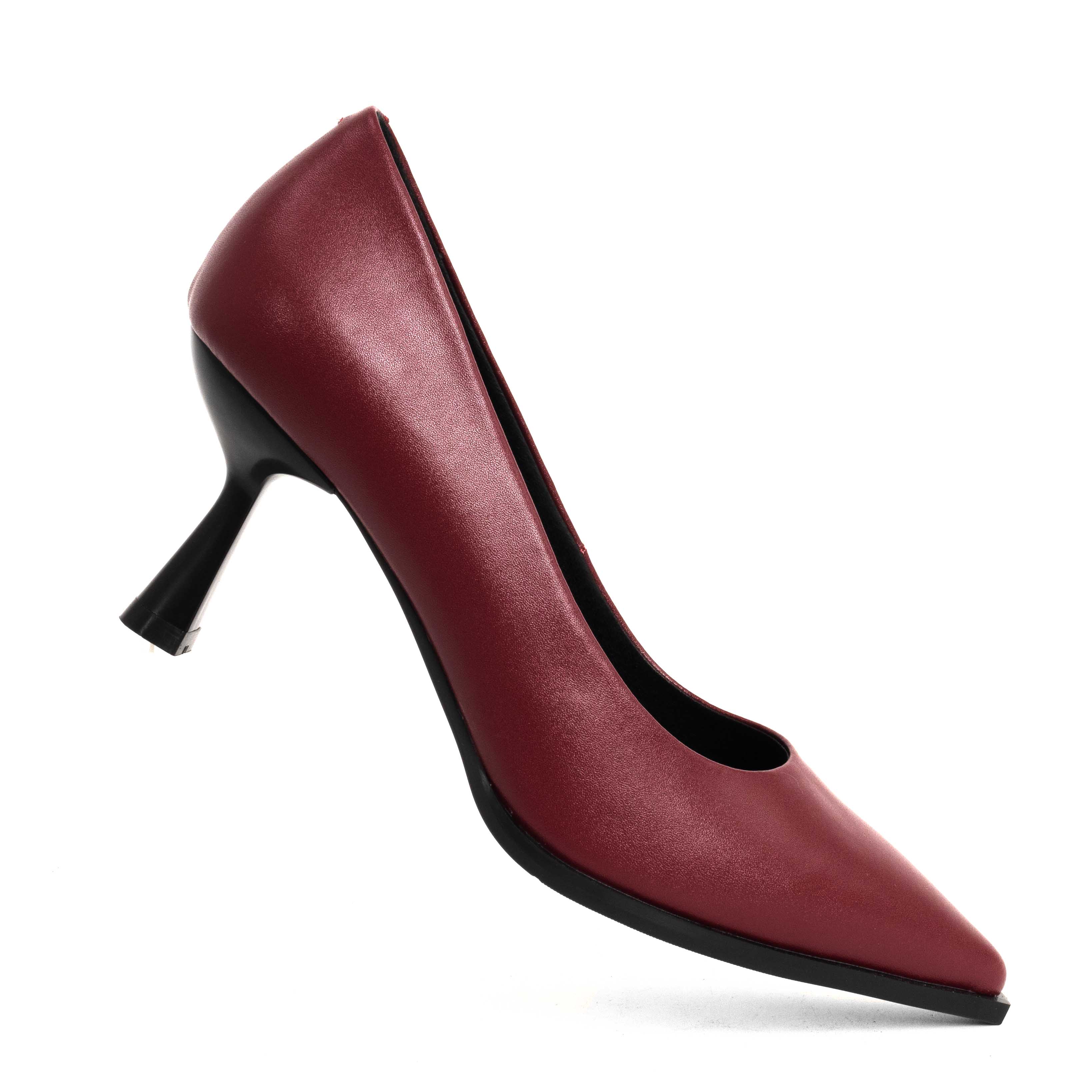 NEW Women high heel pumps with Burgundy Microfiber action leather