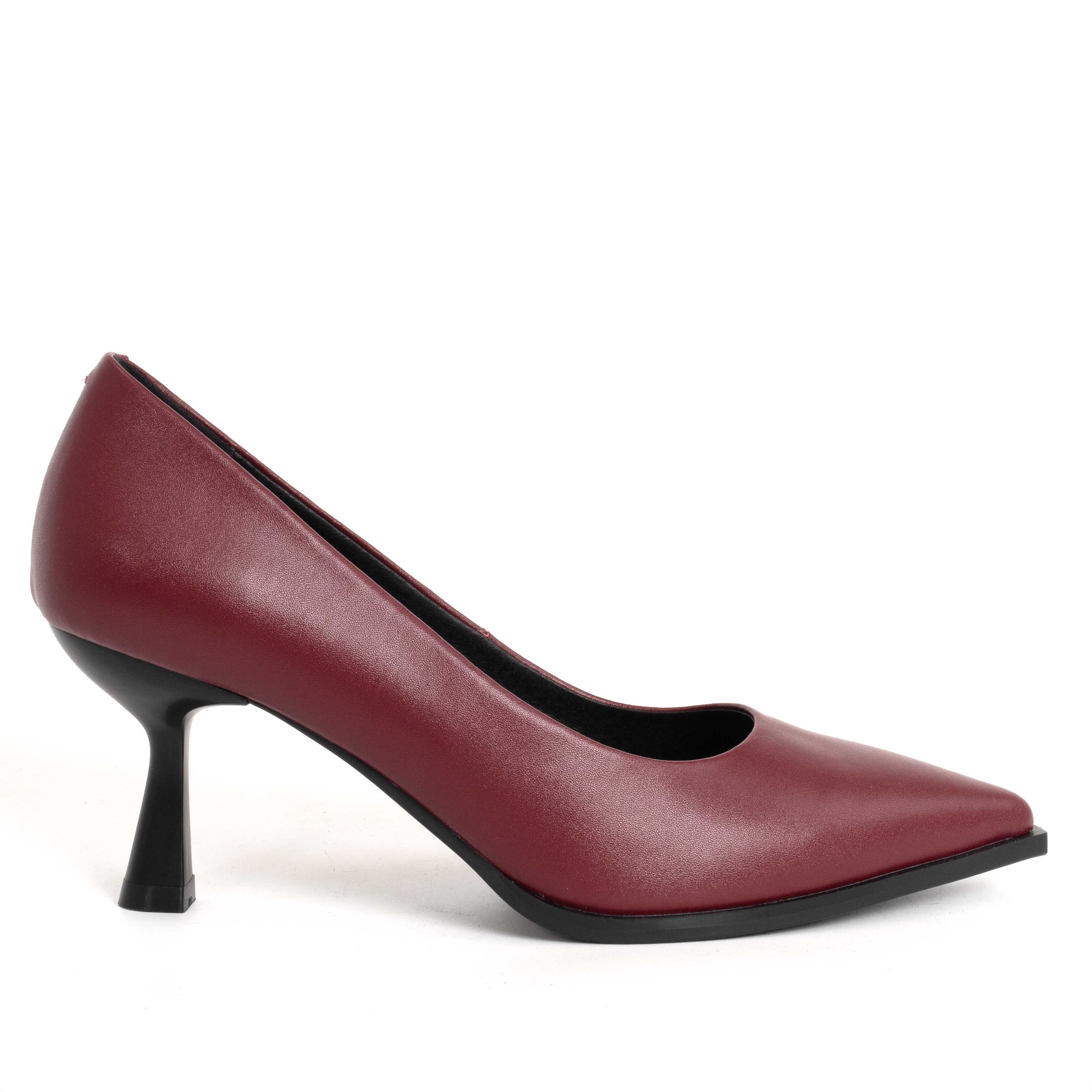 NEW Women high heel pumps with Burgundy Microfiber action leather