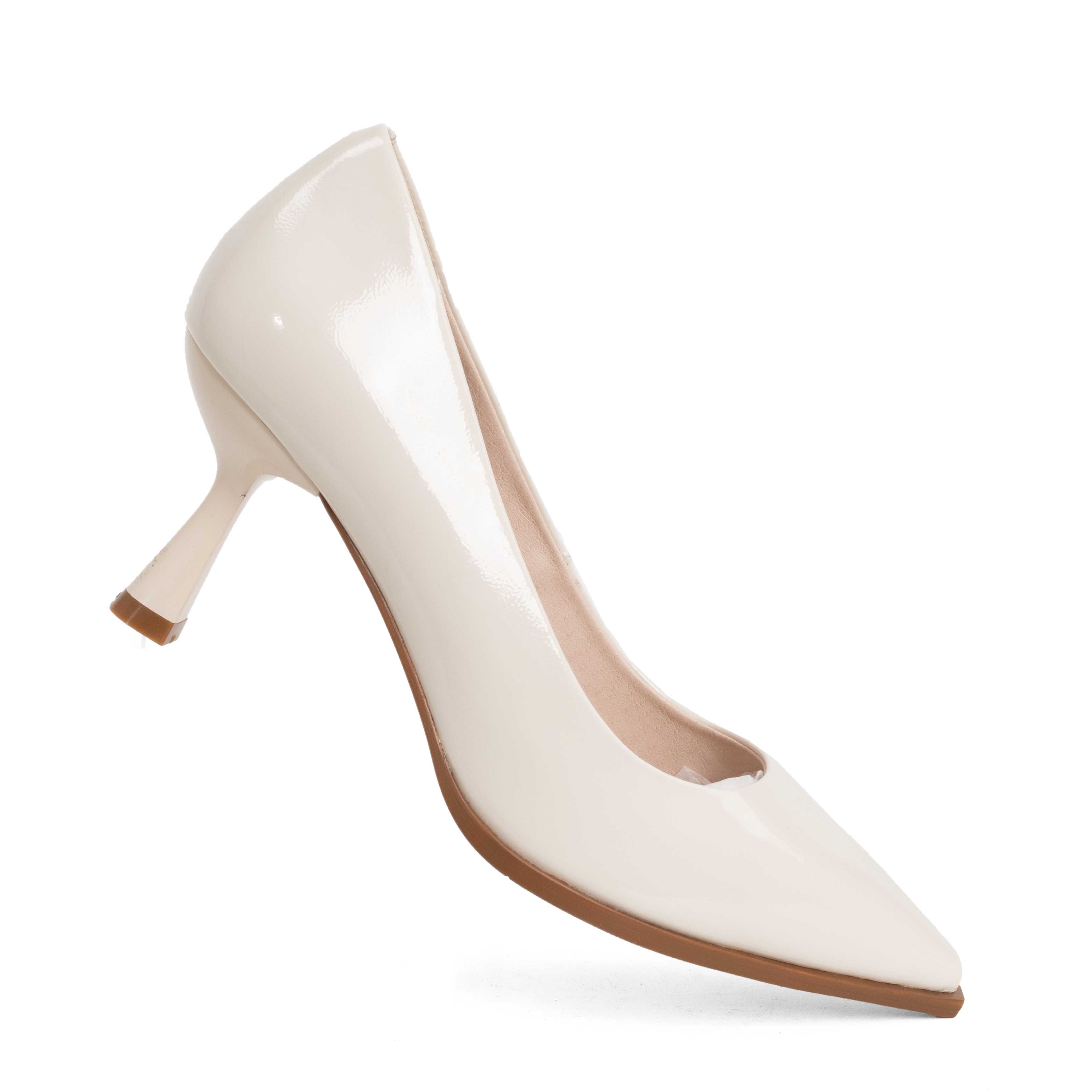 NEW Women high heel pumps with beige Patent leather