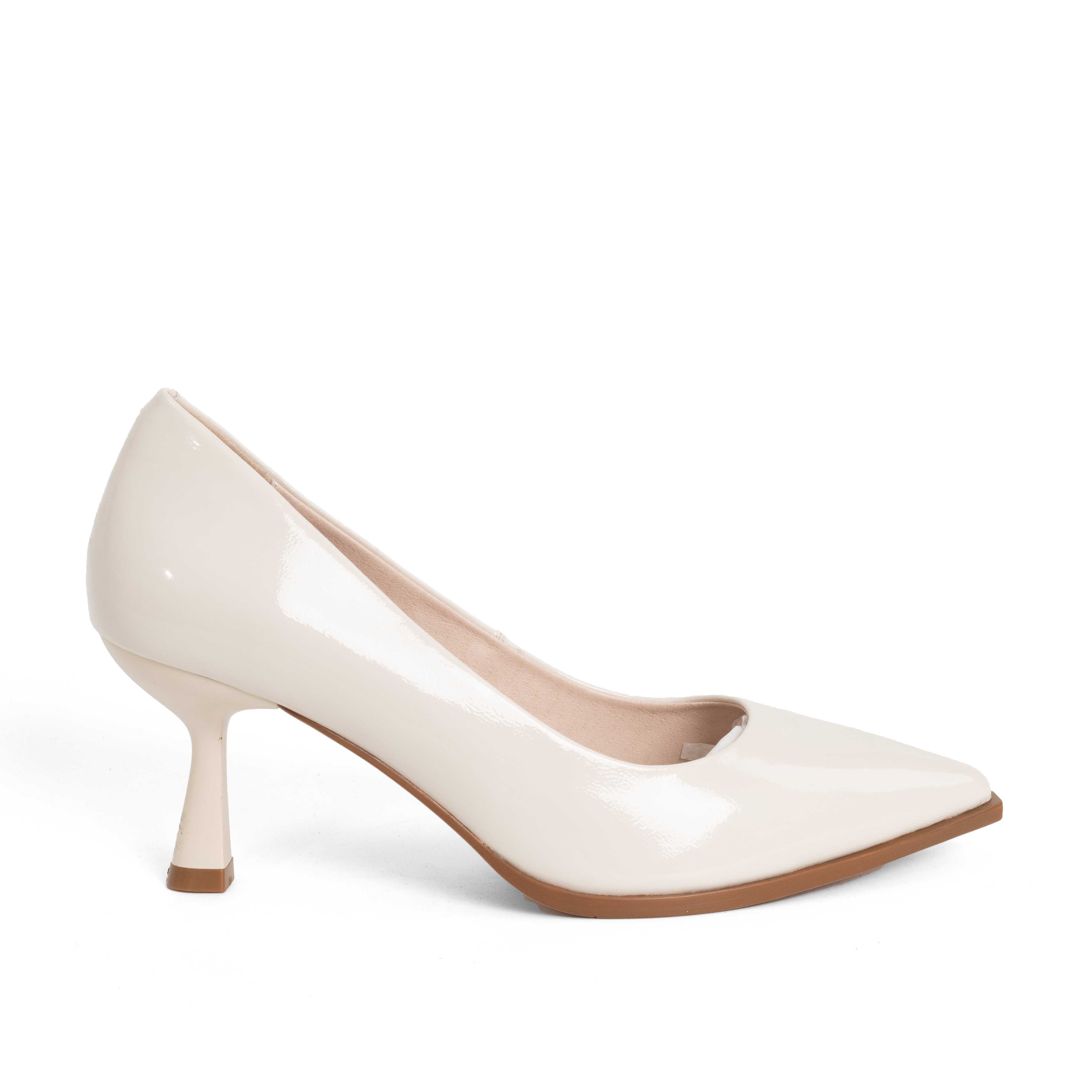 NEW Women high heel pumps with beige Patent leather