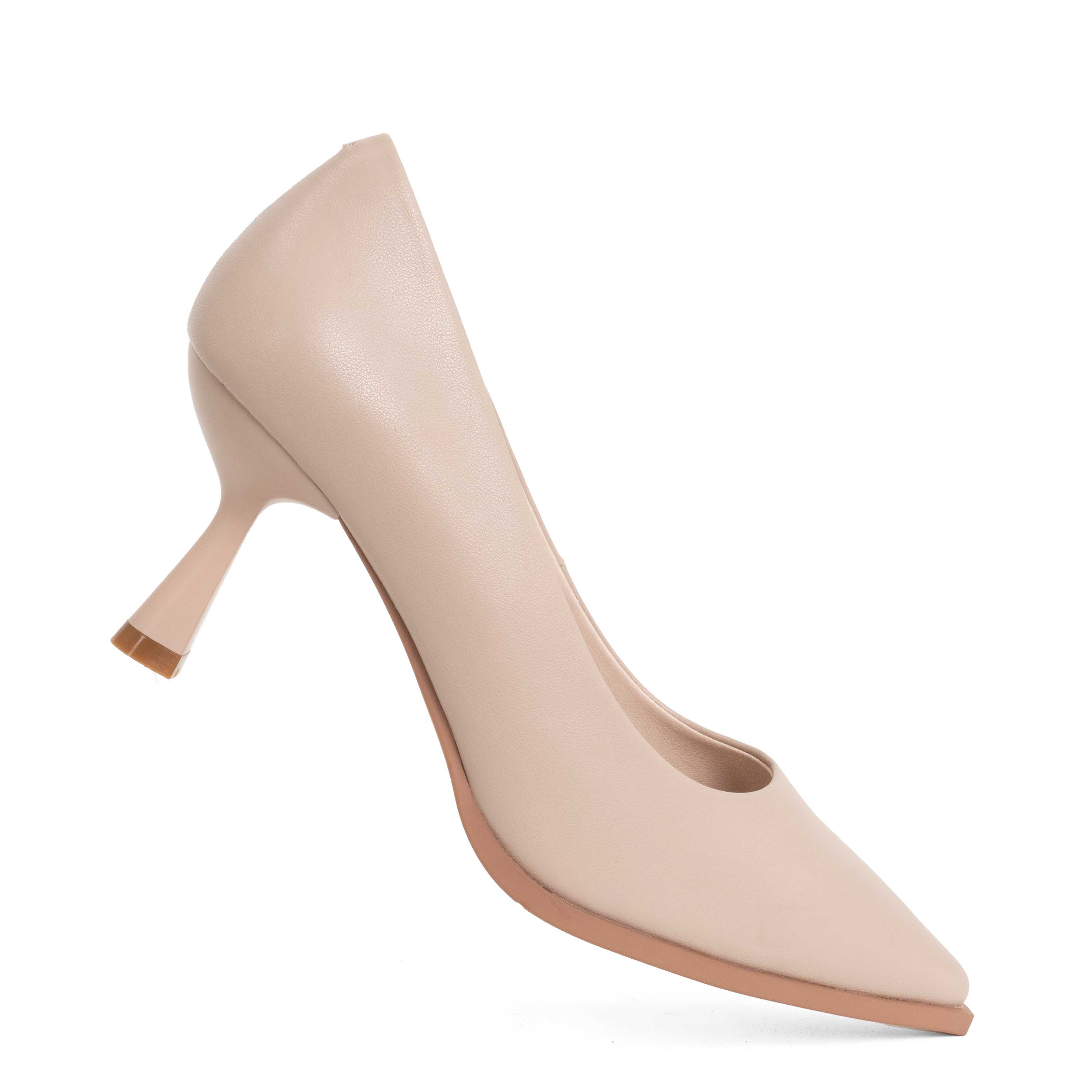 NEW Women high heel pumps with Apricot Microfiber action leather