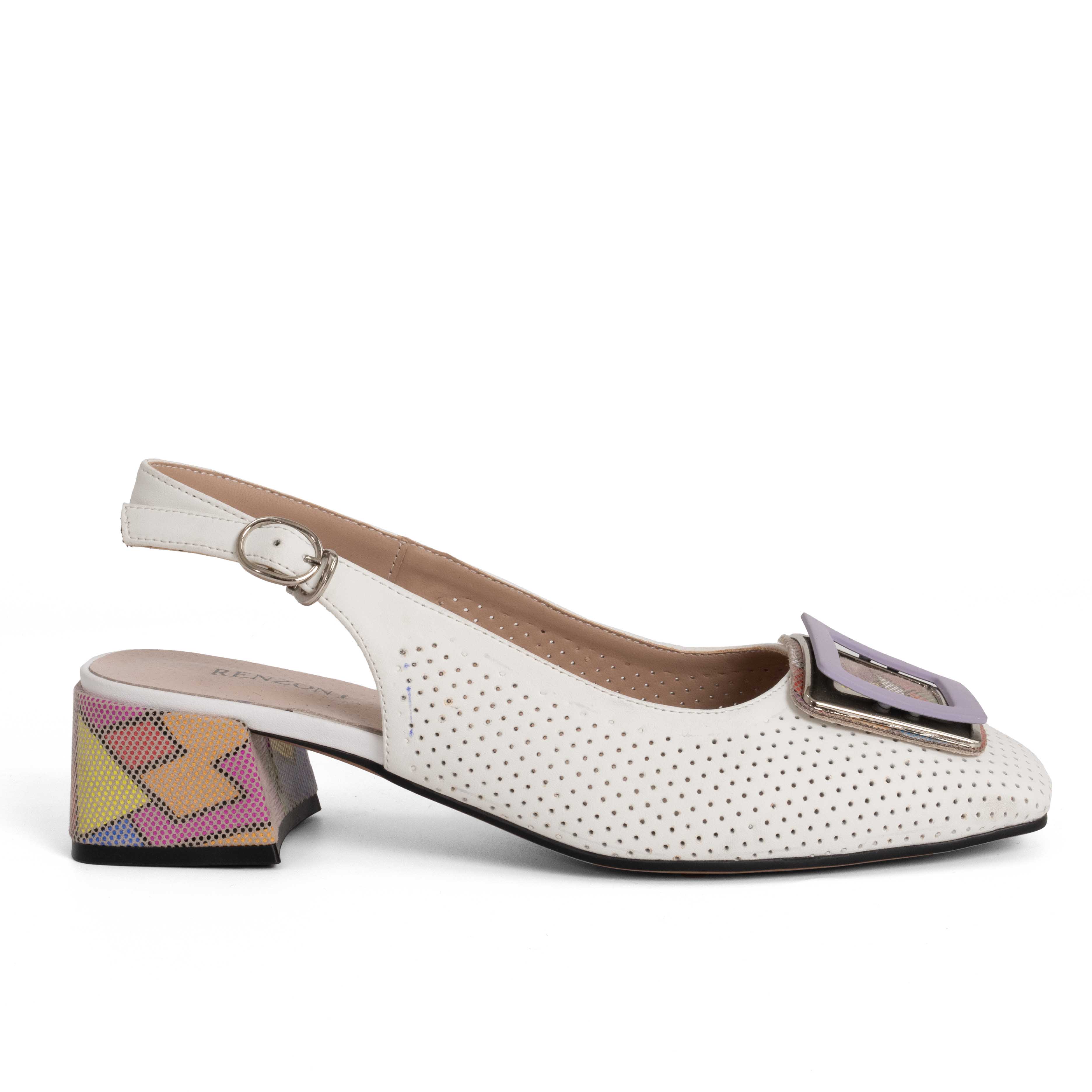 women high heel pumps with beige and flower microfiber leather