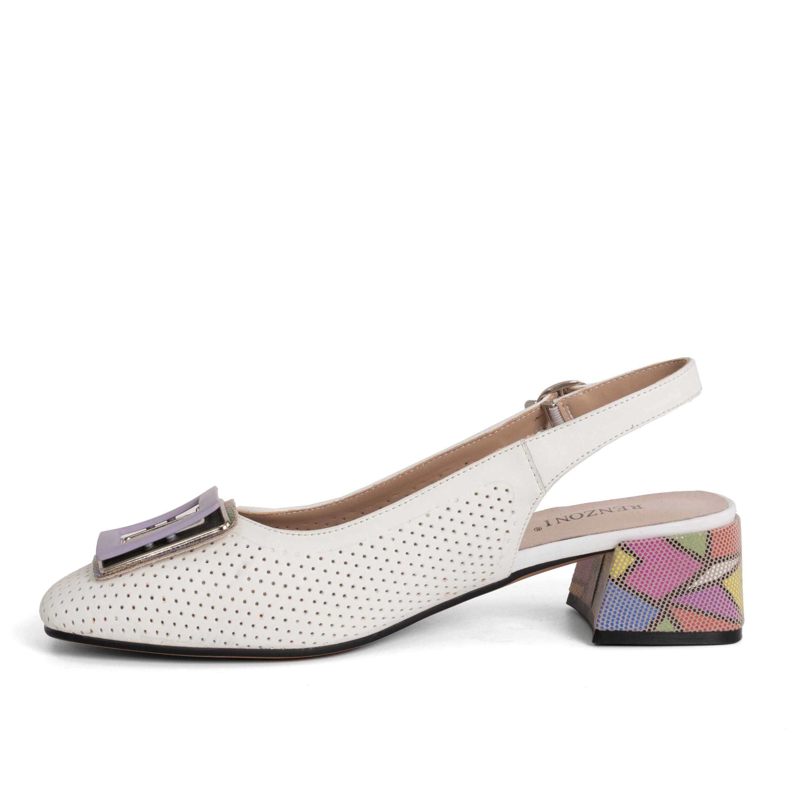 women high heel pumps with beige and flower microfiber leather