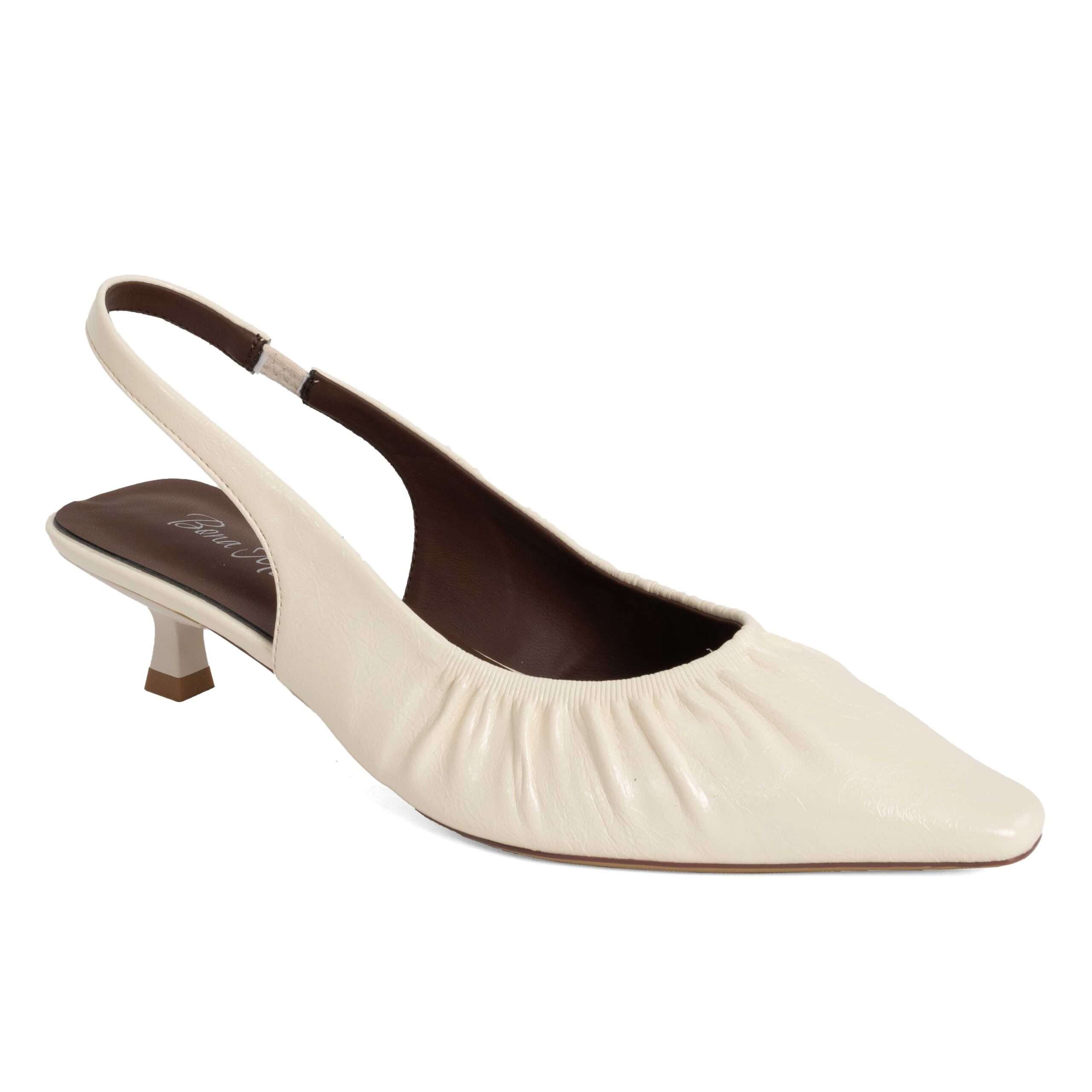NEW Women low heel pumps with beige PU leather