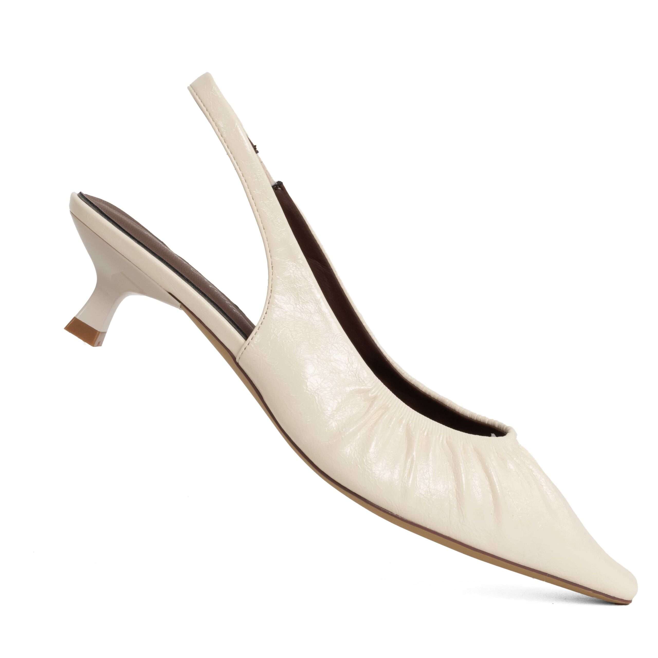 NEW Women low heel pumps with beige PU leather