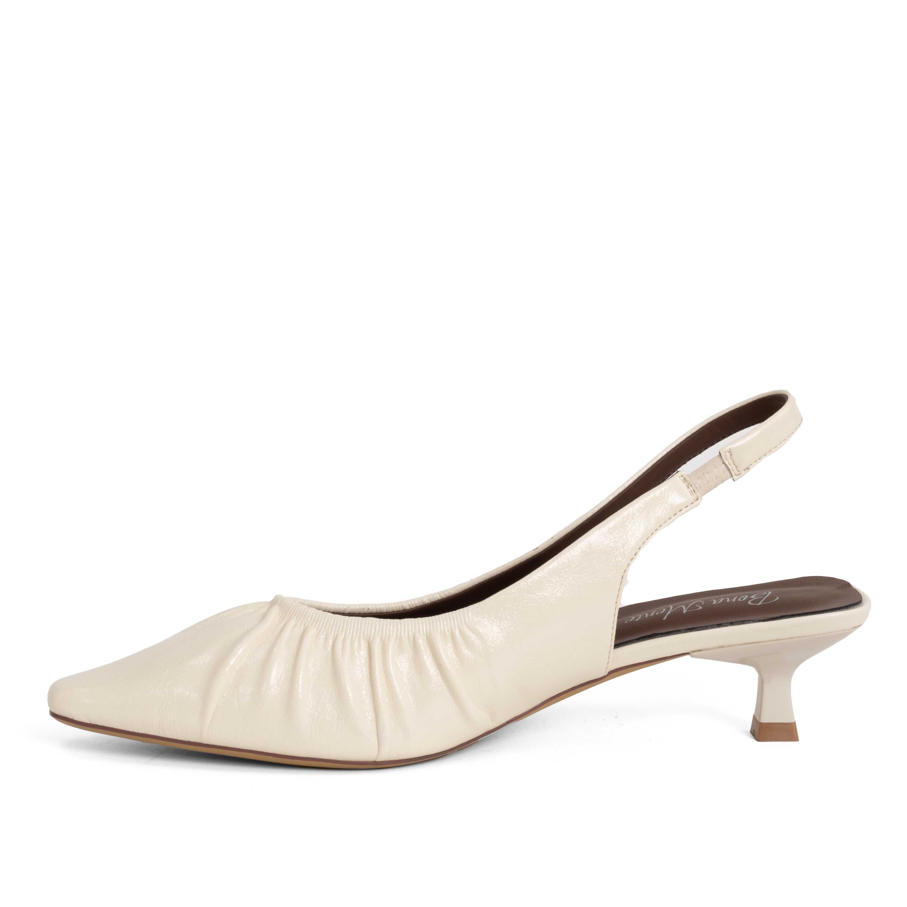 NEW Women low heel pumps with beige PU leather