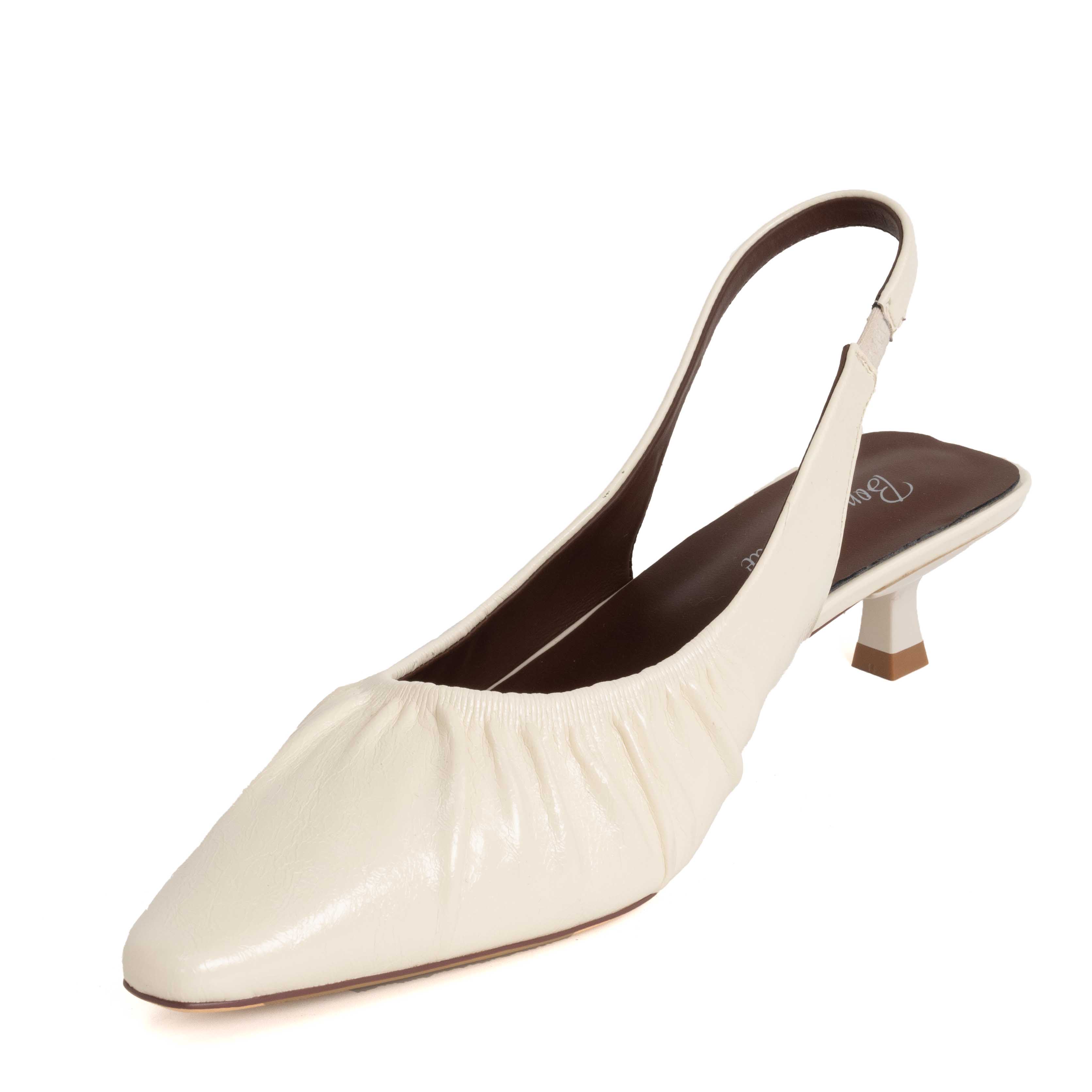 NEW Women low heel pumps with beige PU leather