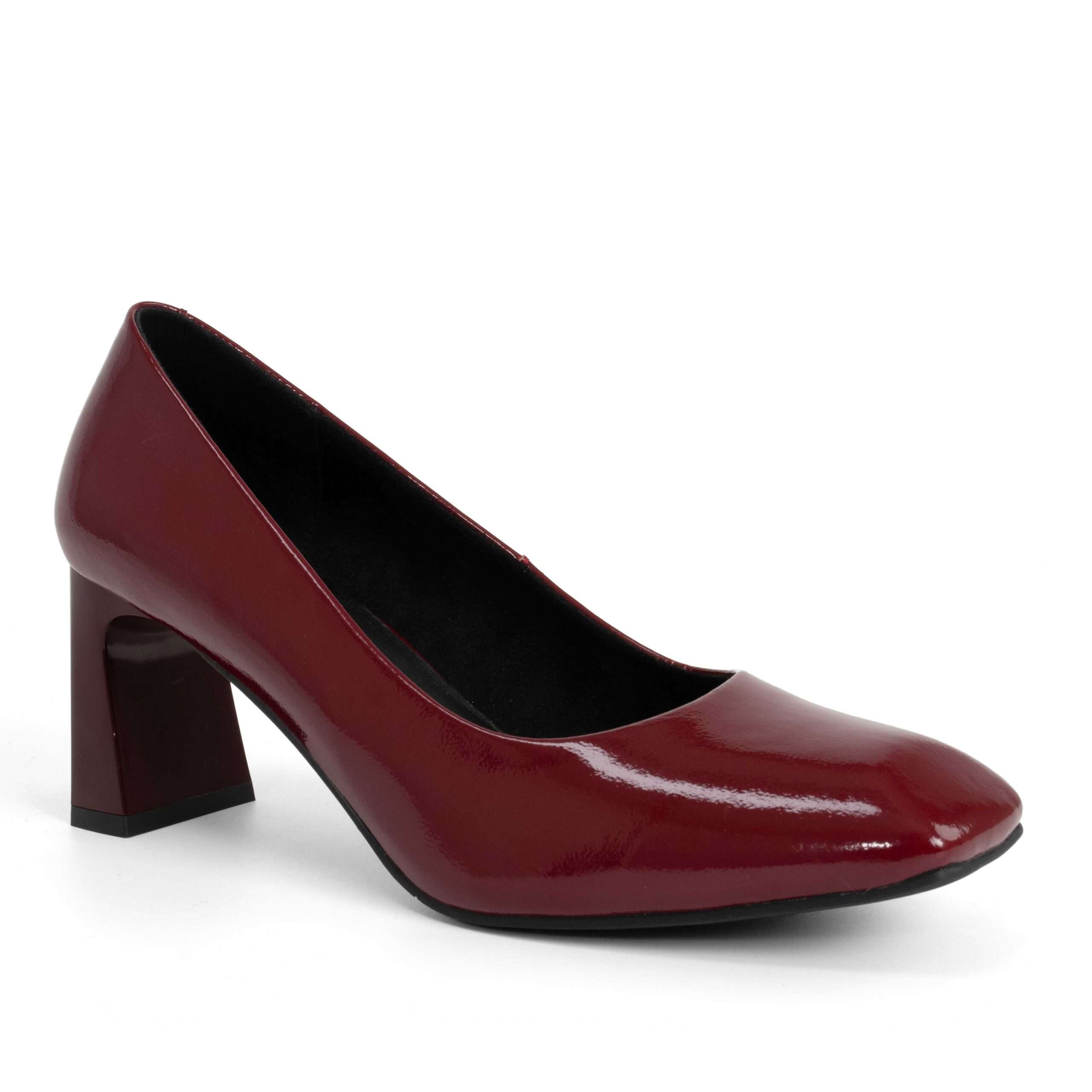 NEW Women high heel pumps with flat burgundy patent leather
