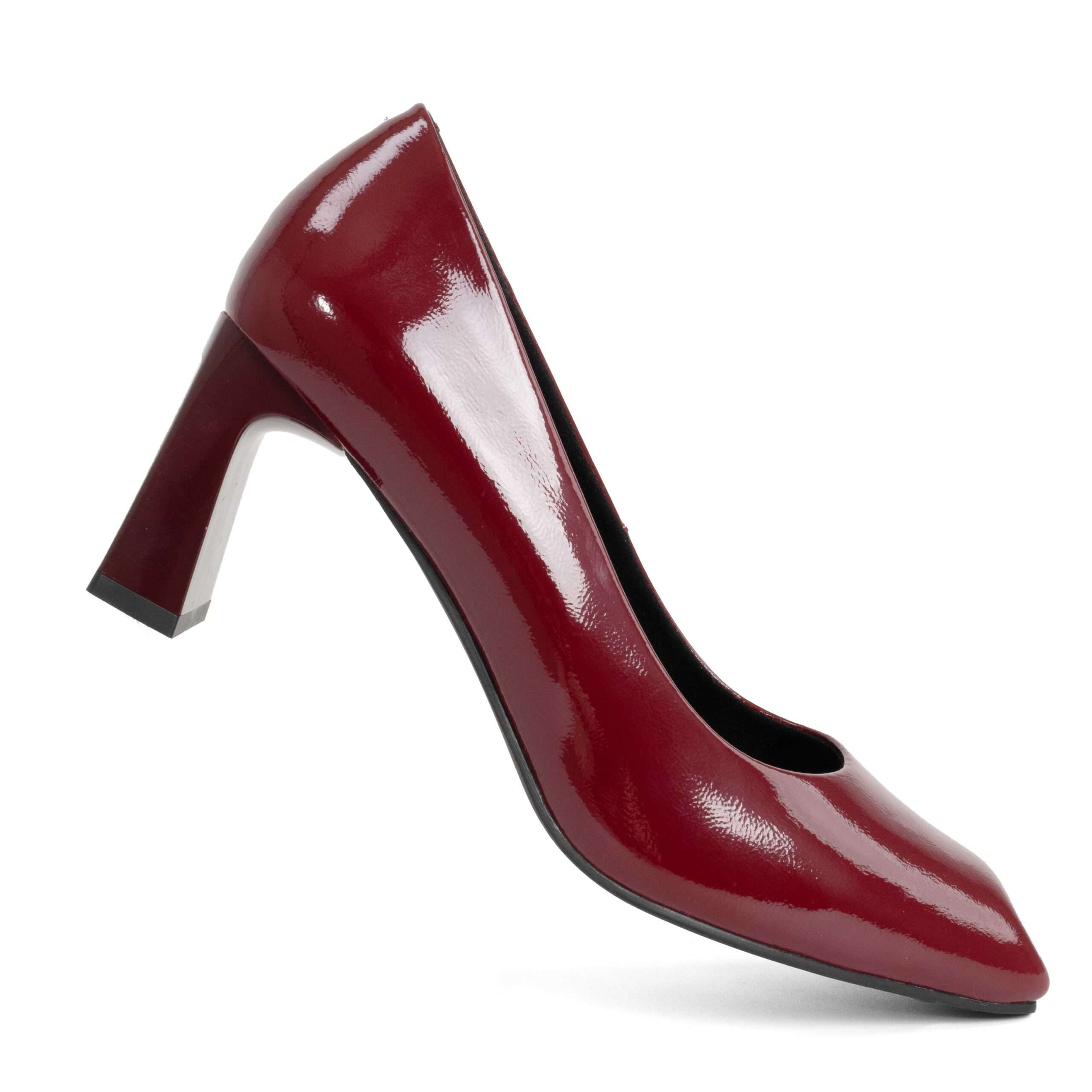 NEW Women high heel pumps with flat burgundy patent leather