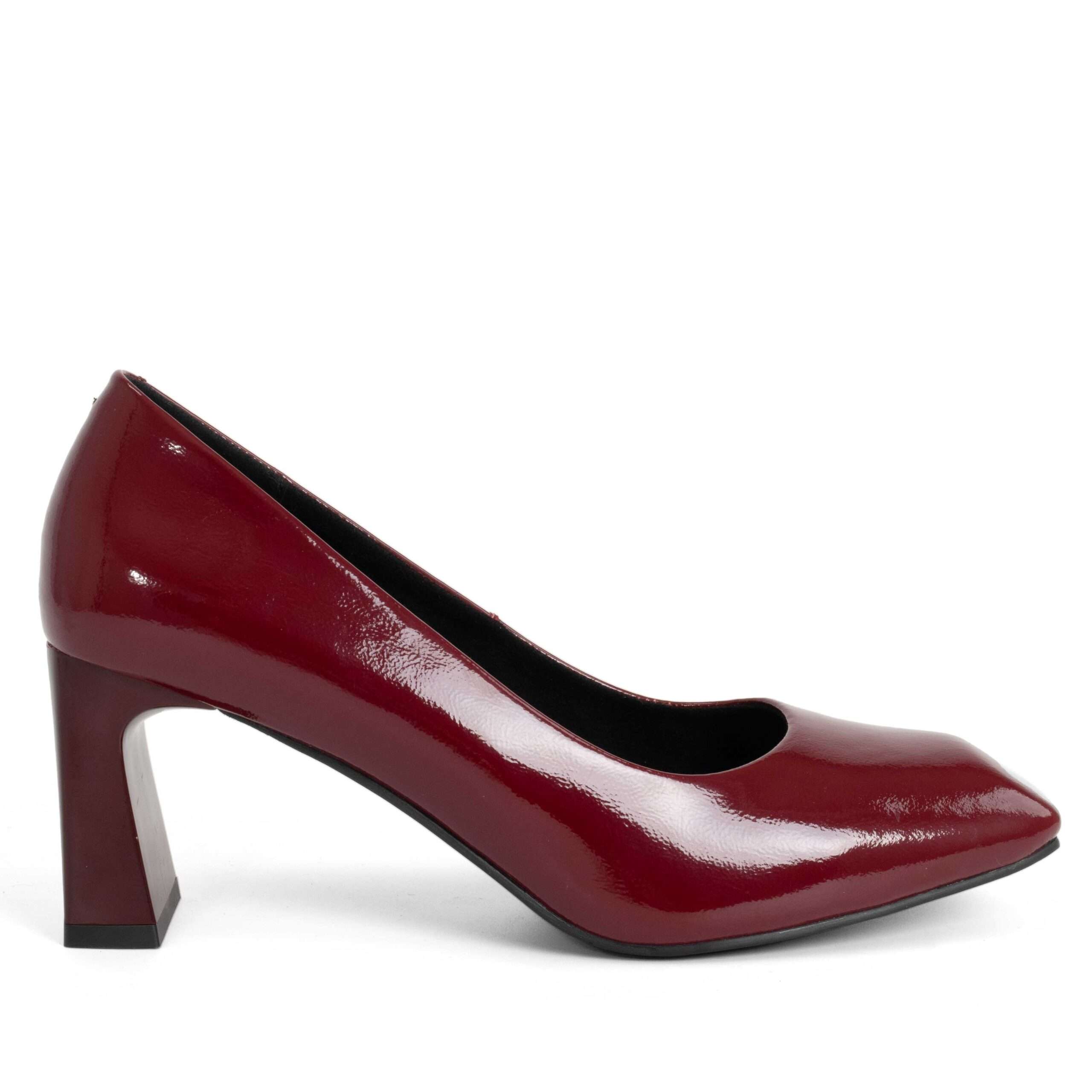NEW Women high heel pumps with flat burgundy patent leather