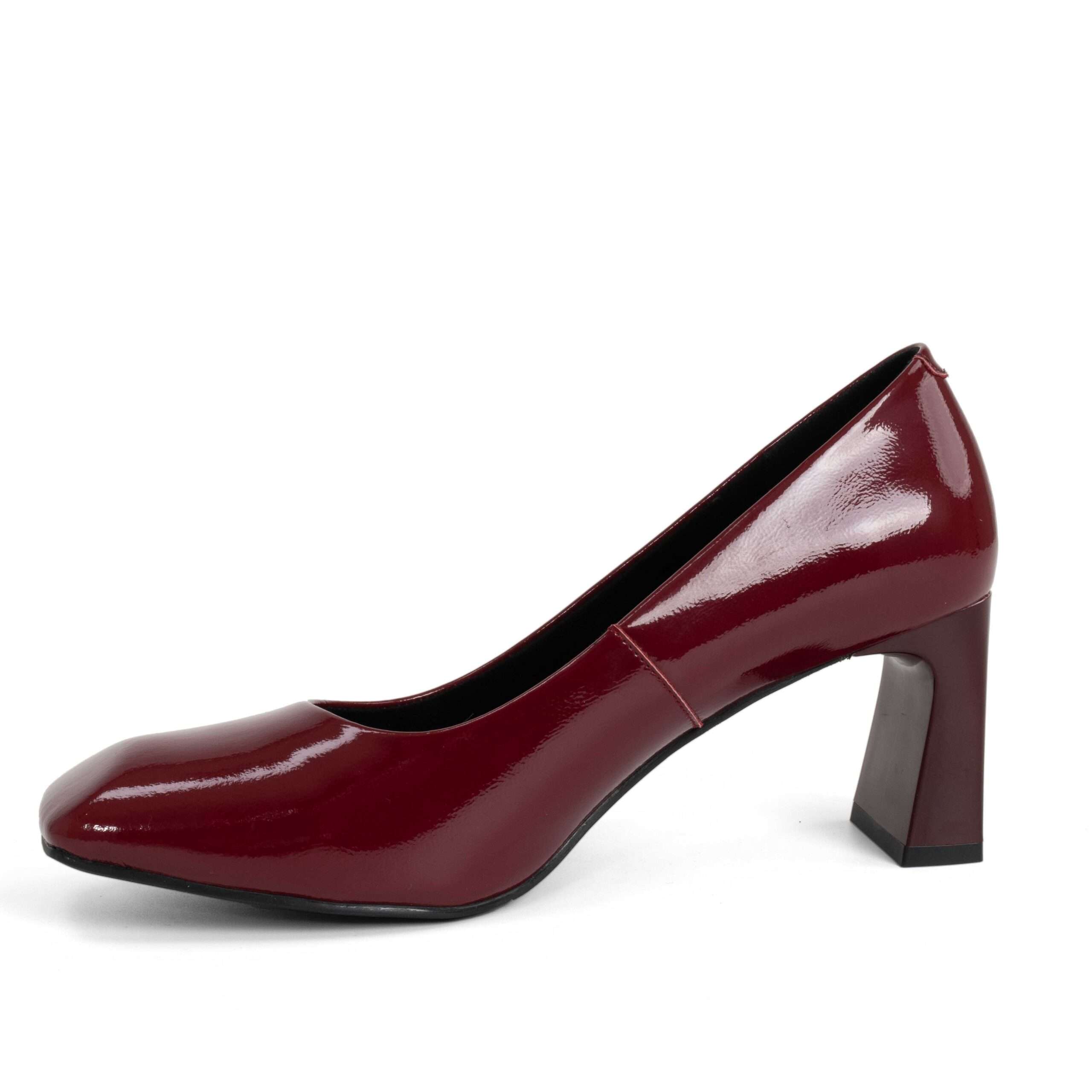 NEW Women high heel pumps with flat burgundy patent leather