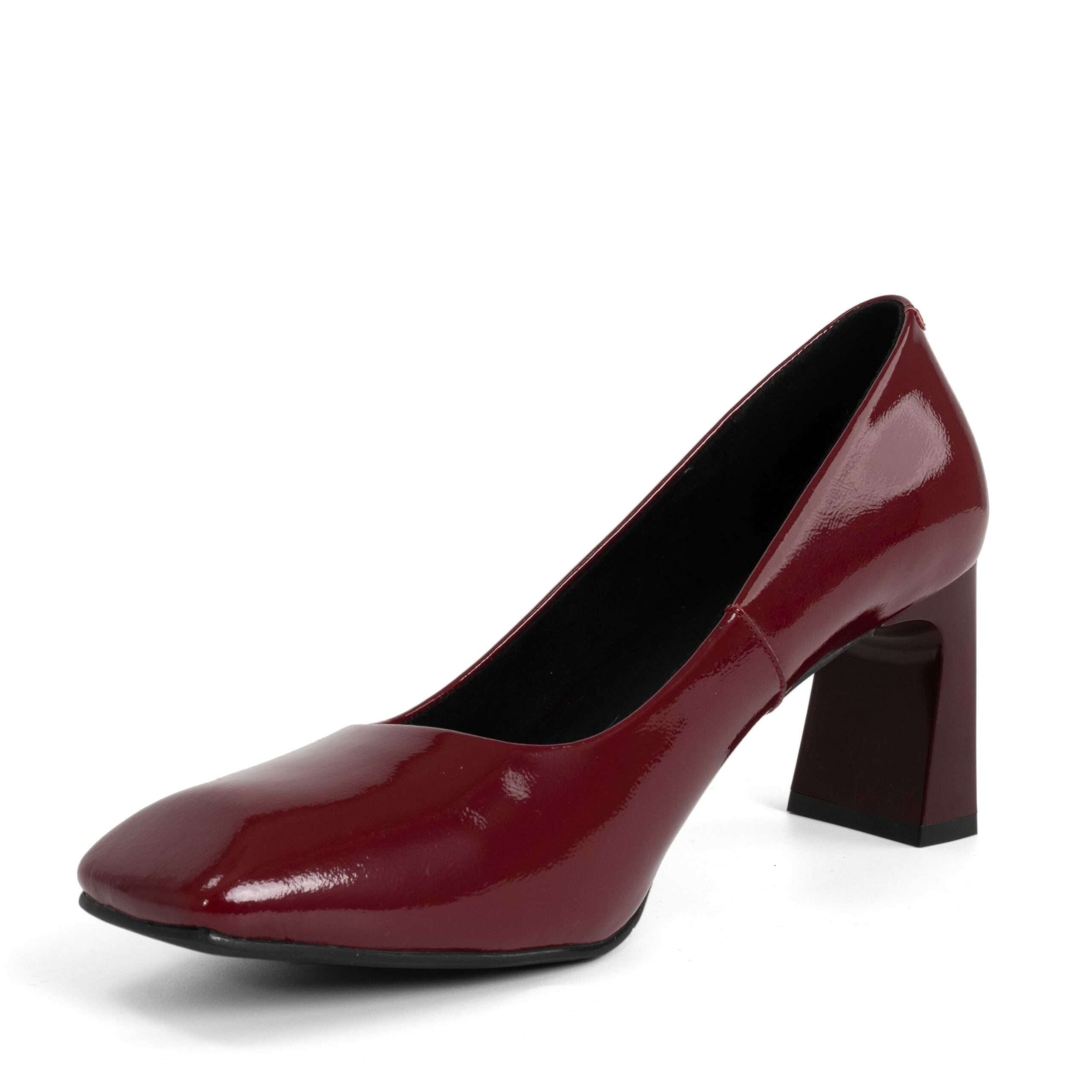 NEW Women high heel pumps with flat burgundy patent leather