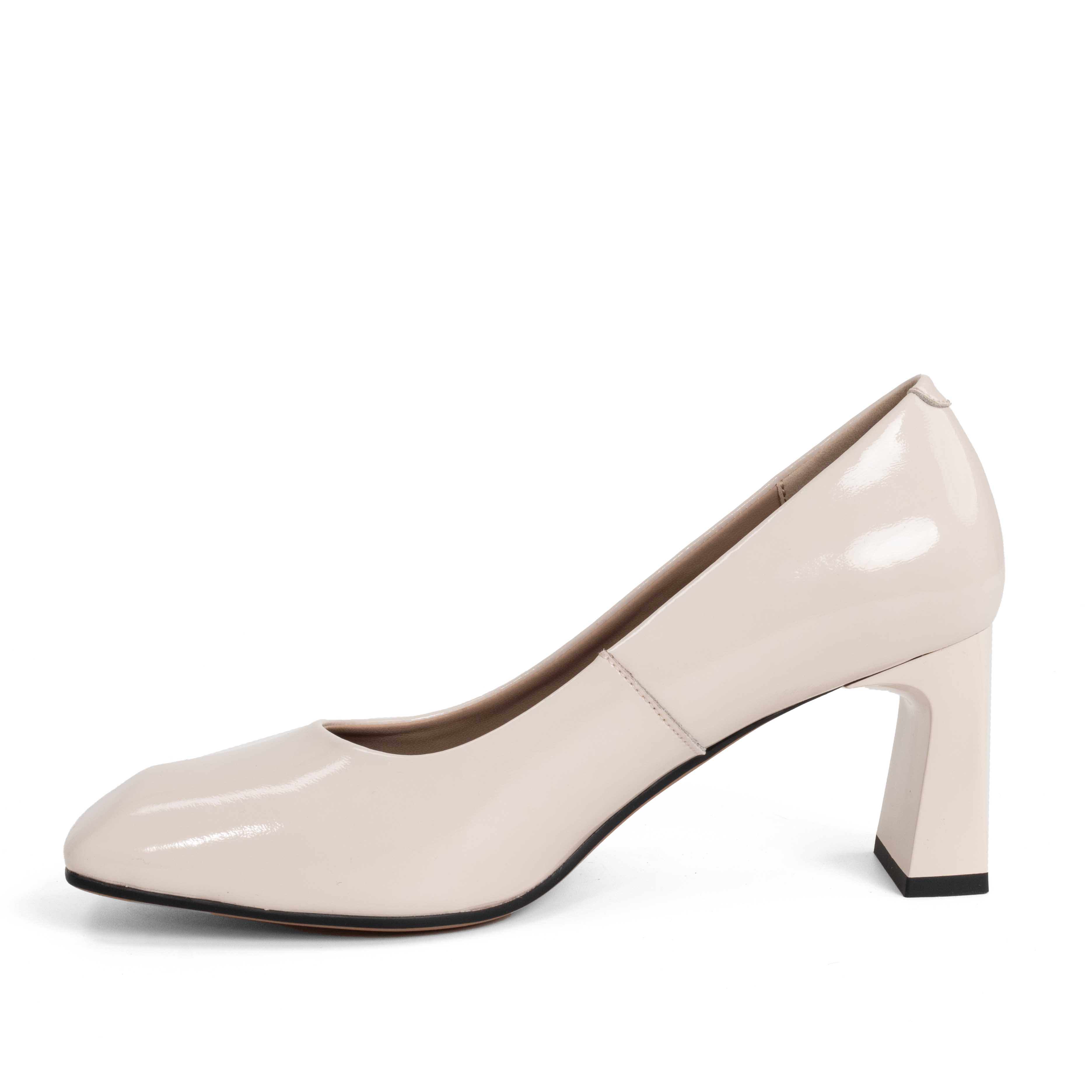 NEW Women high heel pumps with beige patent leather