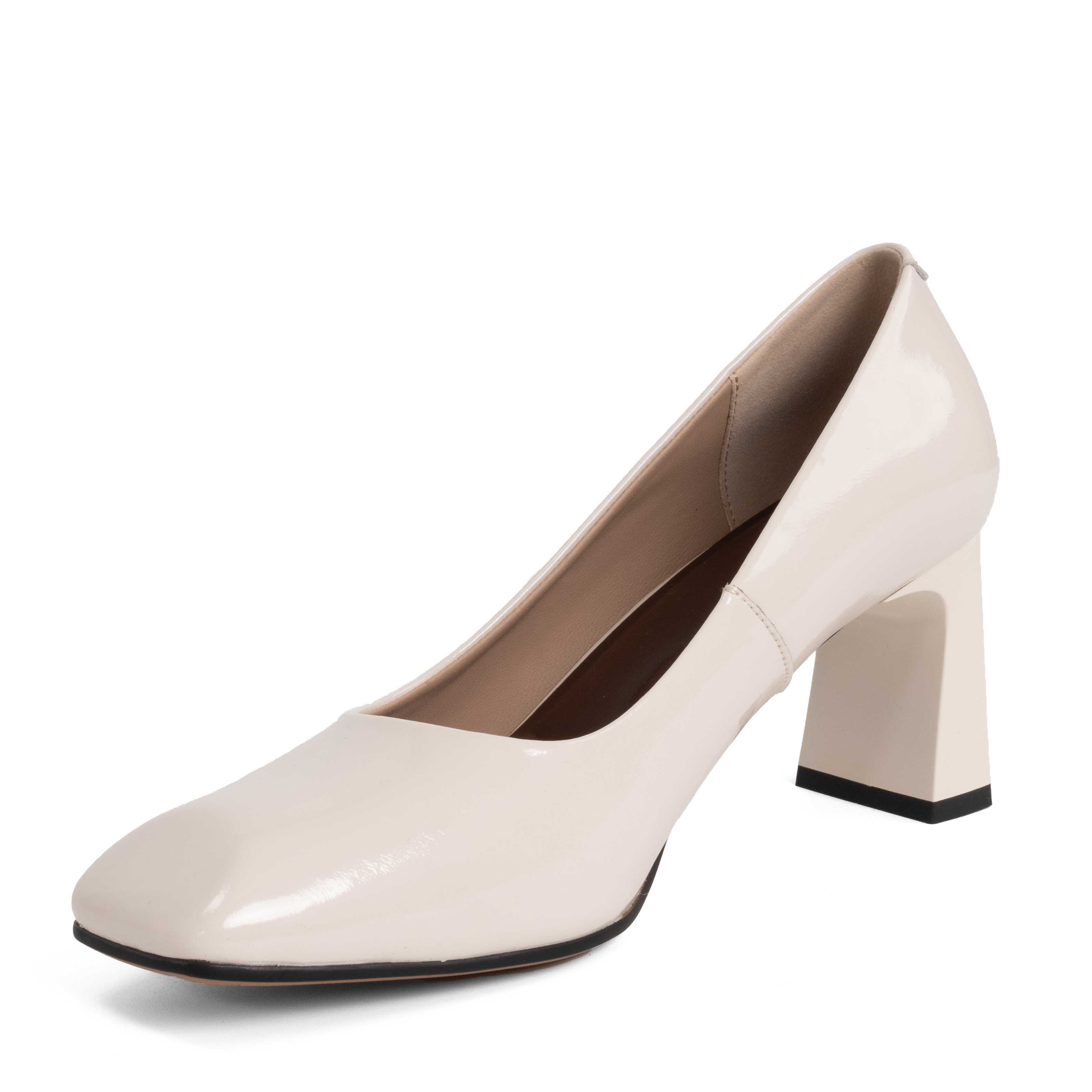 NEW Women high heel pumps with beige patent leather