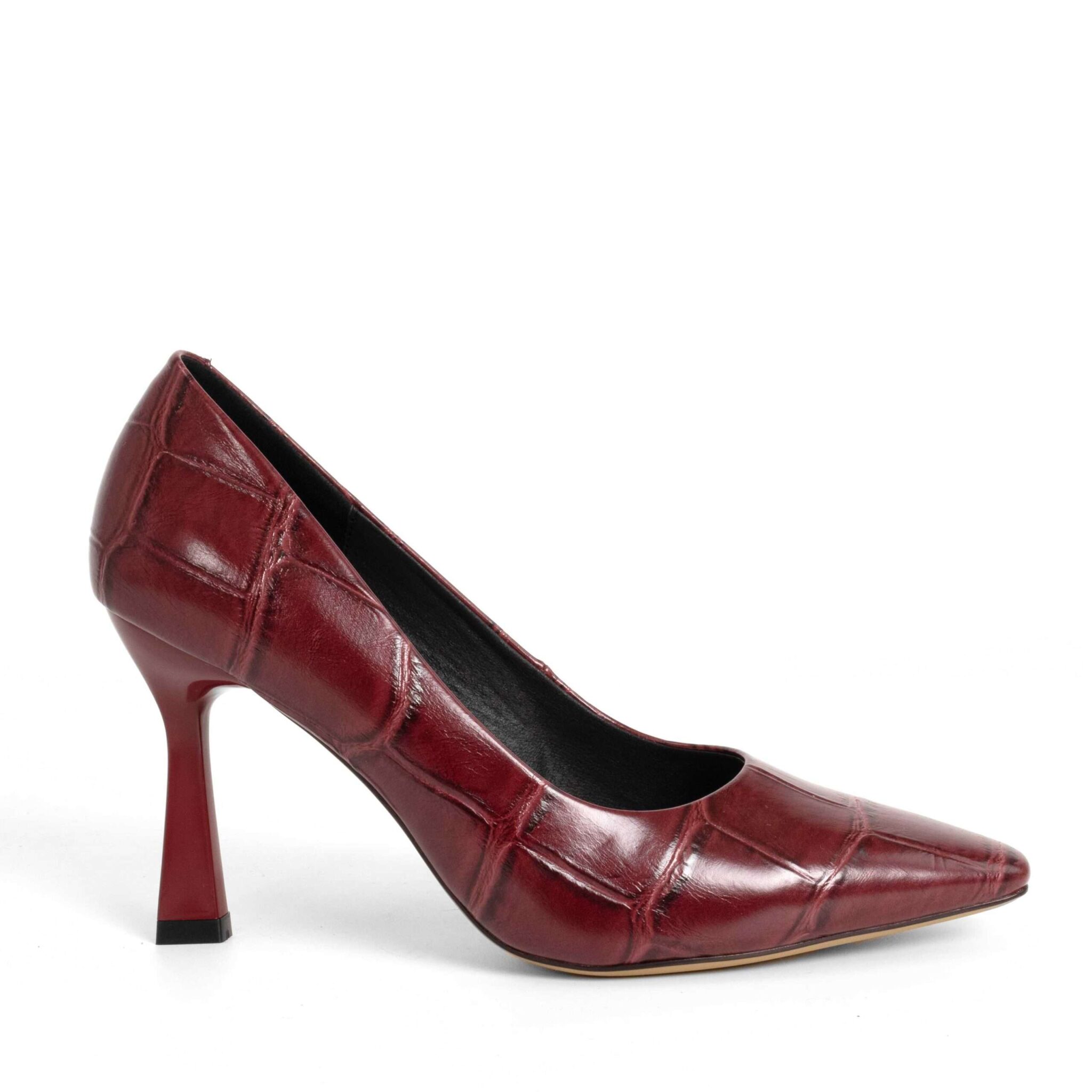 NEW Women high heel pumps with burgundy microfiber leather