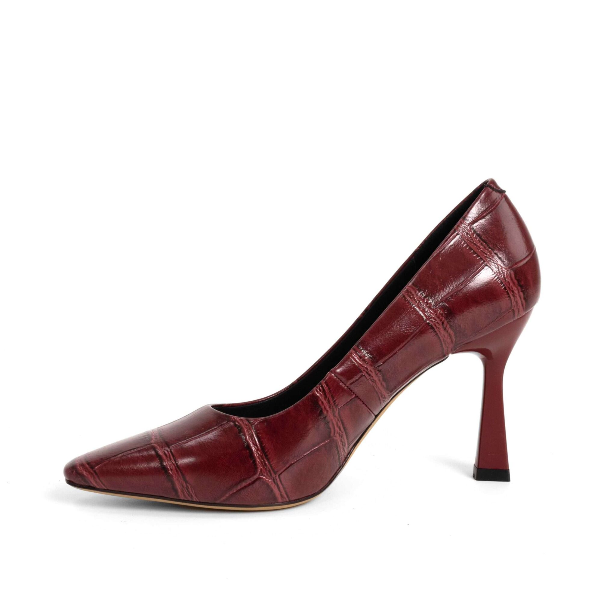 NEW Women high heel pumps with burgundy microfiber leather