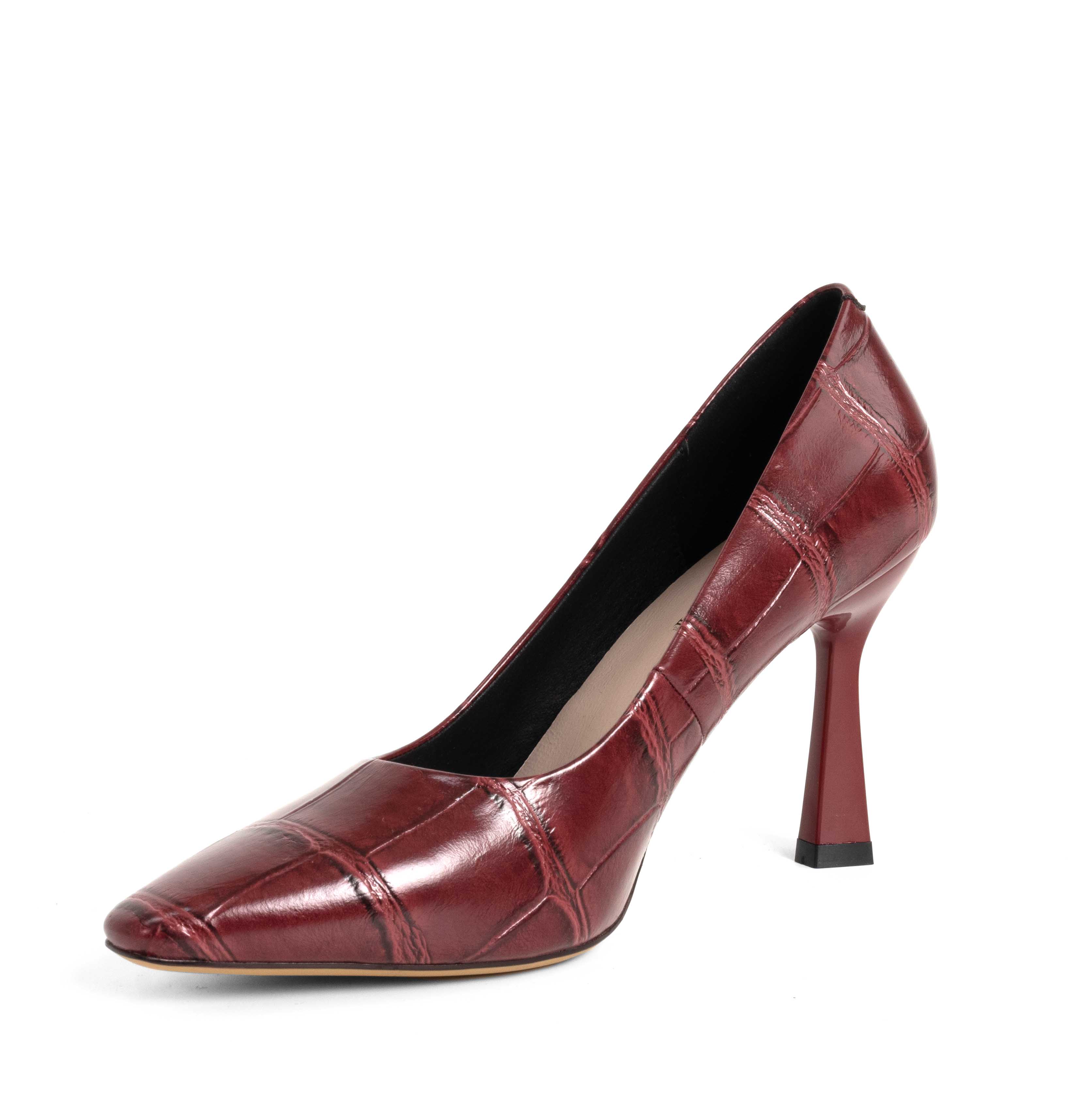 NEW Women high heel pumps with burgundy microfiber leather