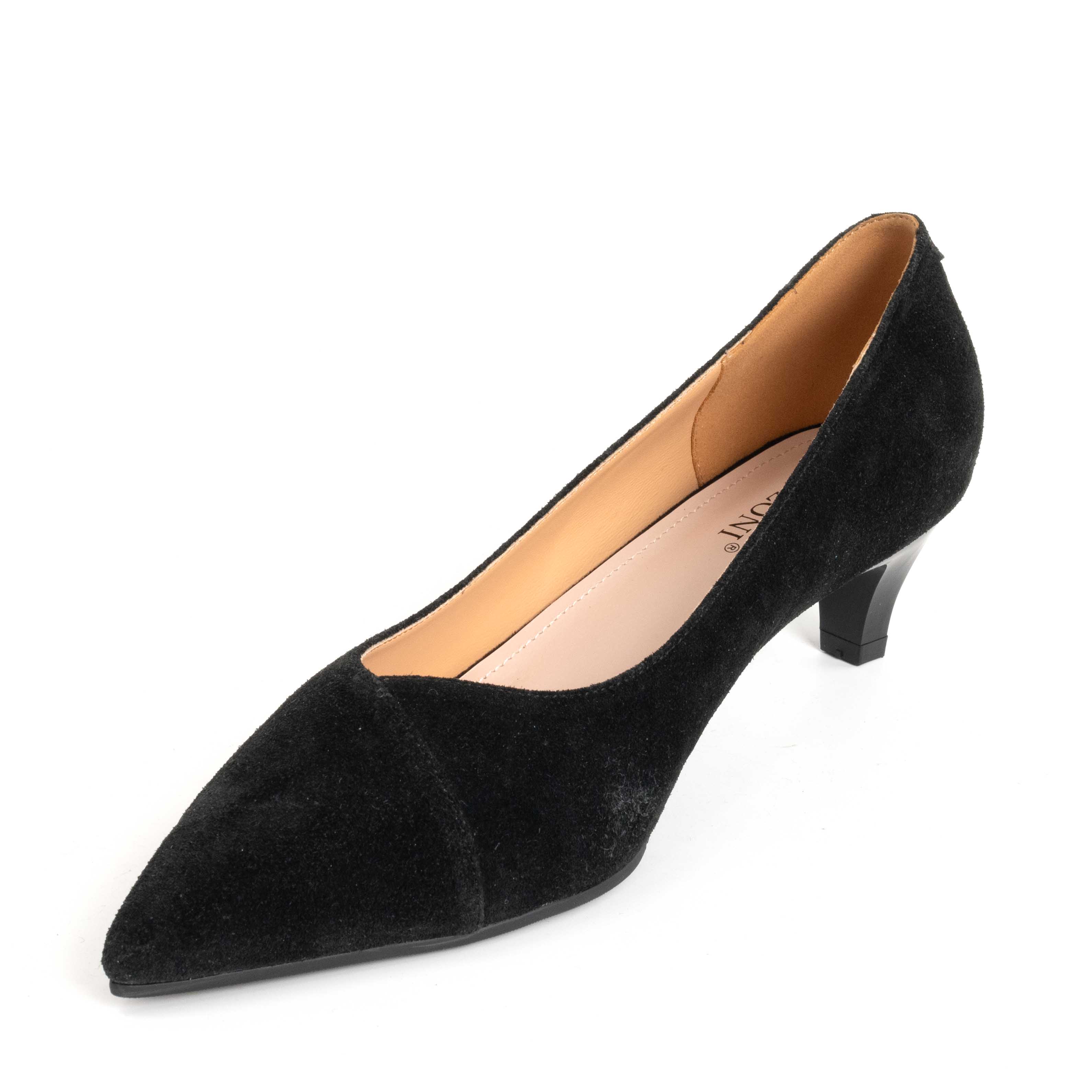 NEW Women low heeled pumps with Black genuine leather