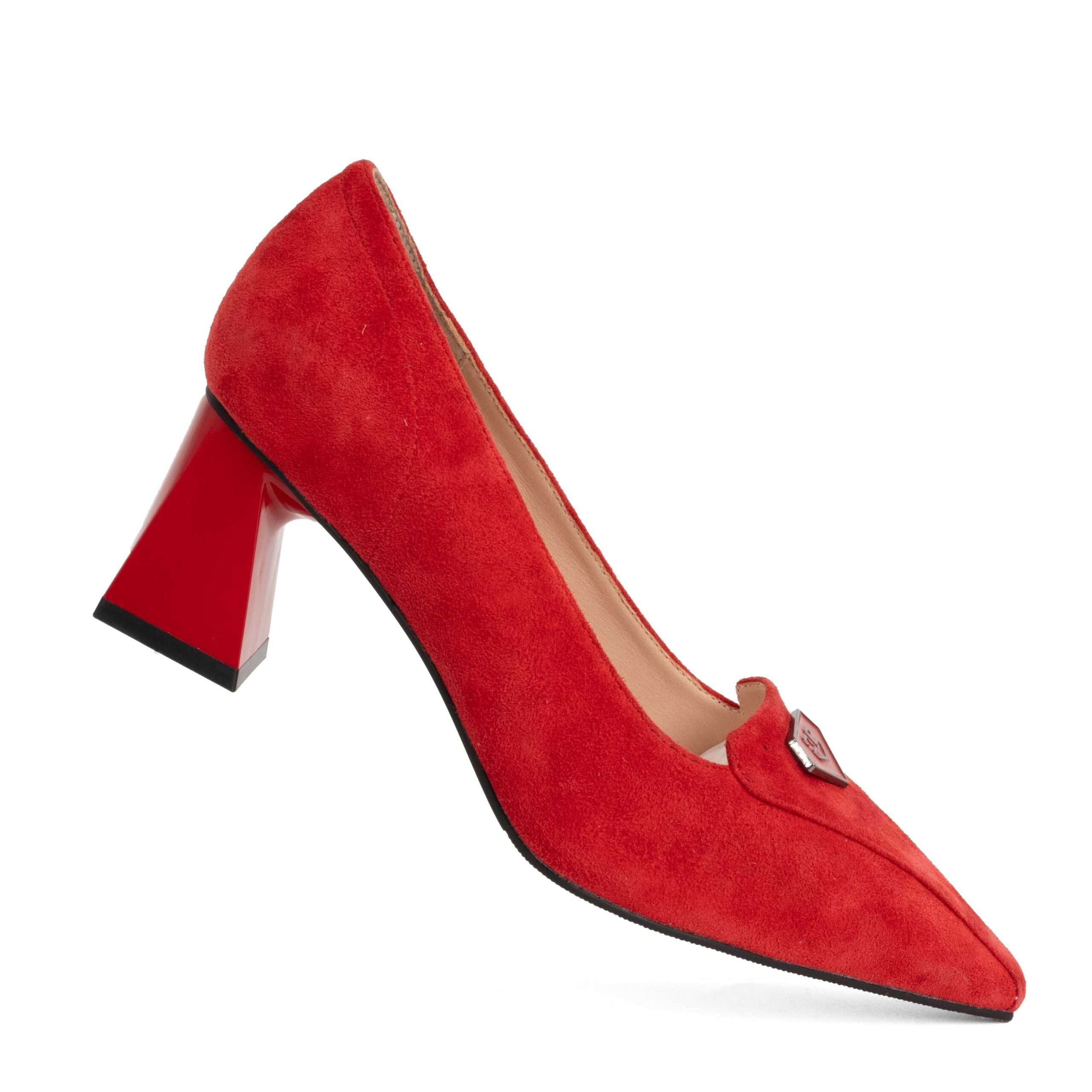 Women high heel pumps with red genuine leather