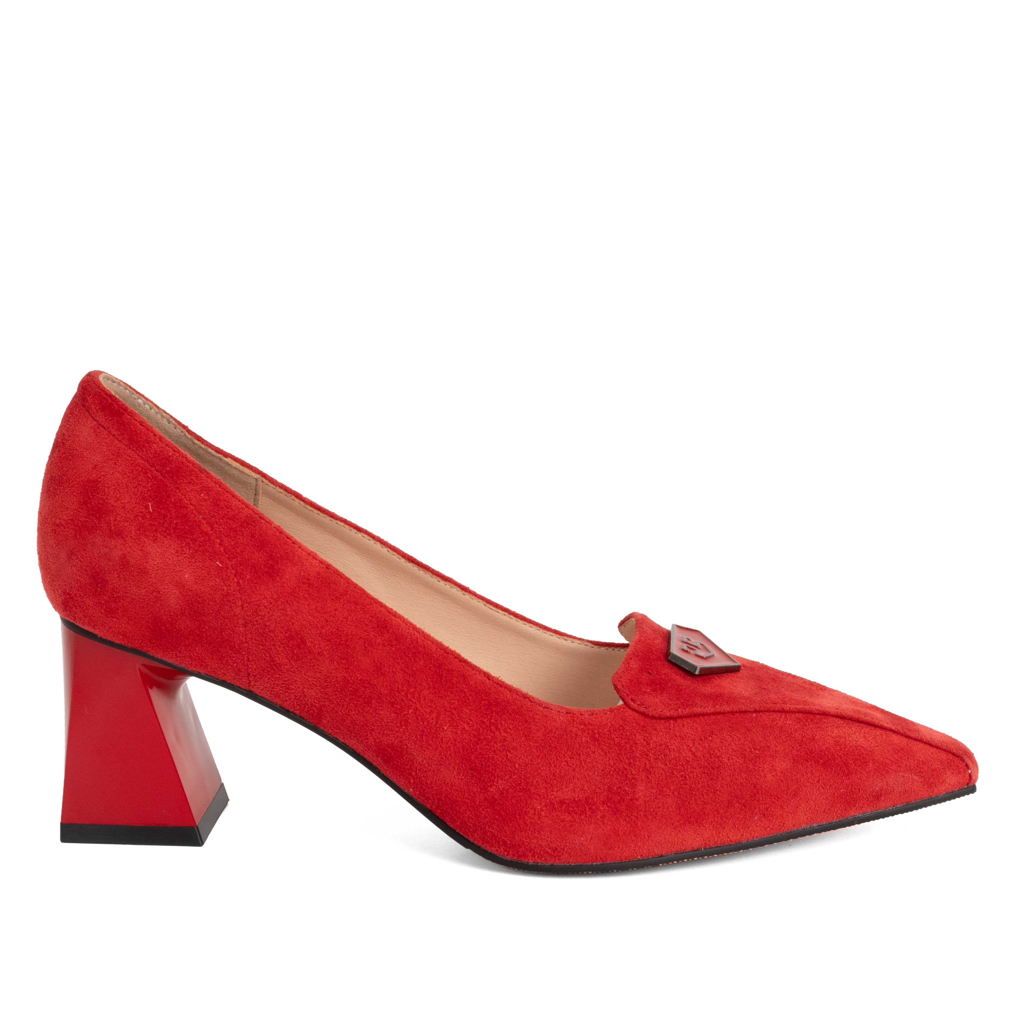 Women high heel pumps with red genuine leather