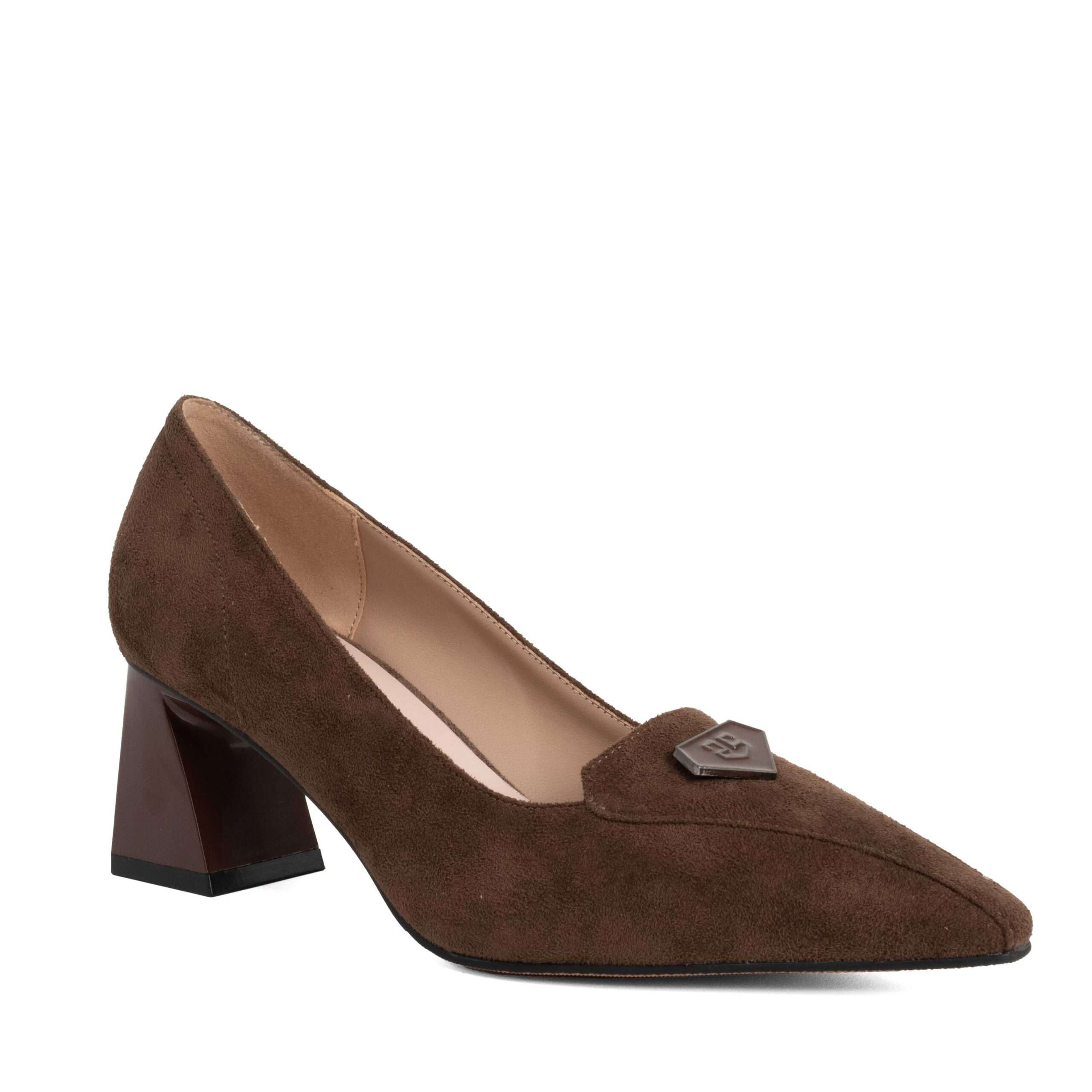 Women high heel pumps with Brown genuine leather
