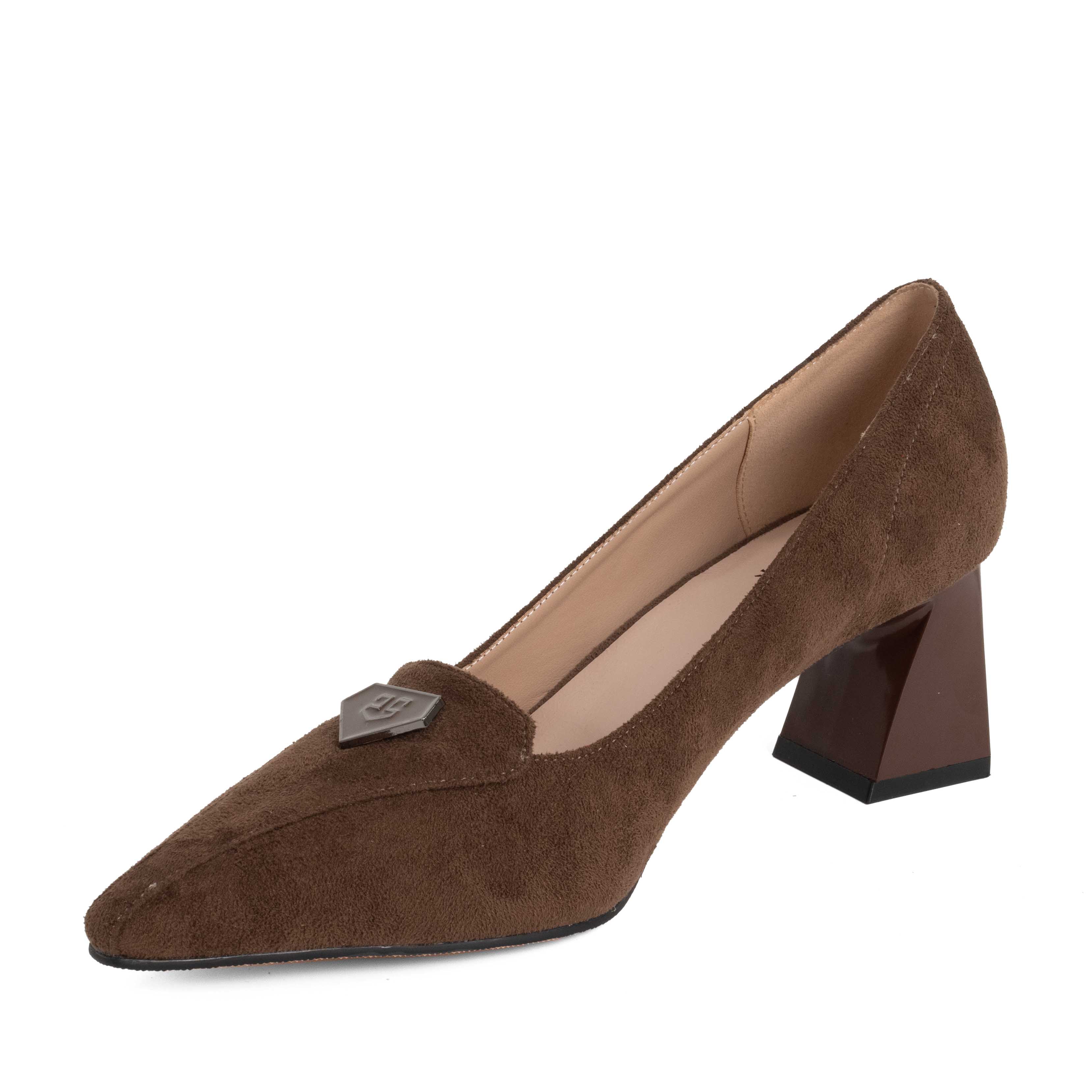 Women high heel pumps with Brown genuine leather