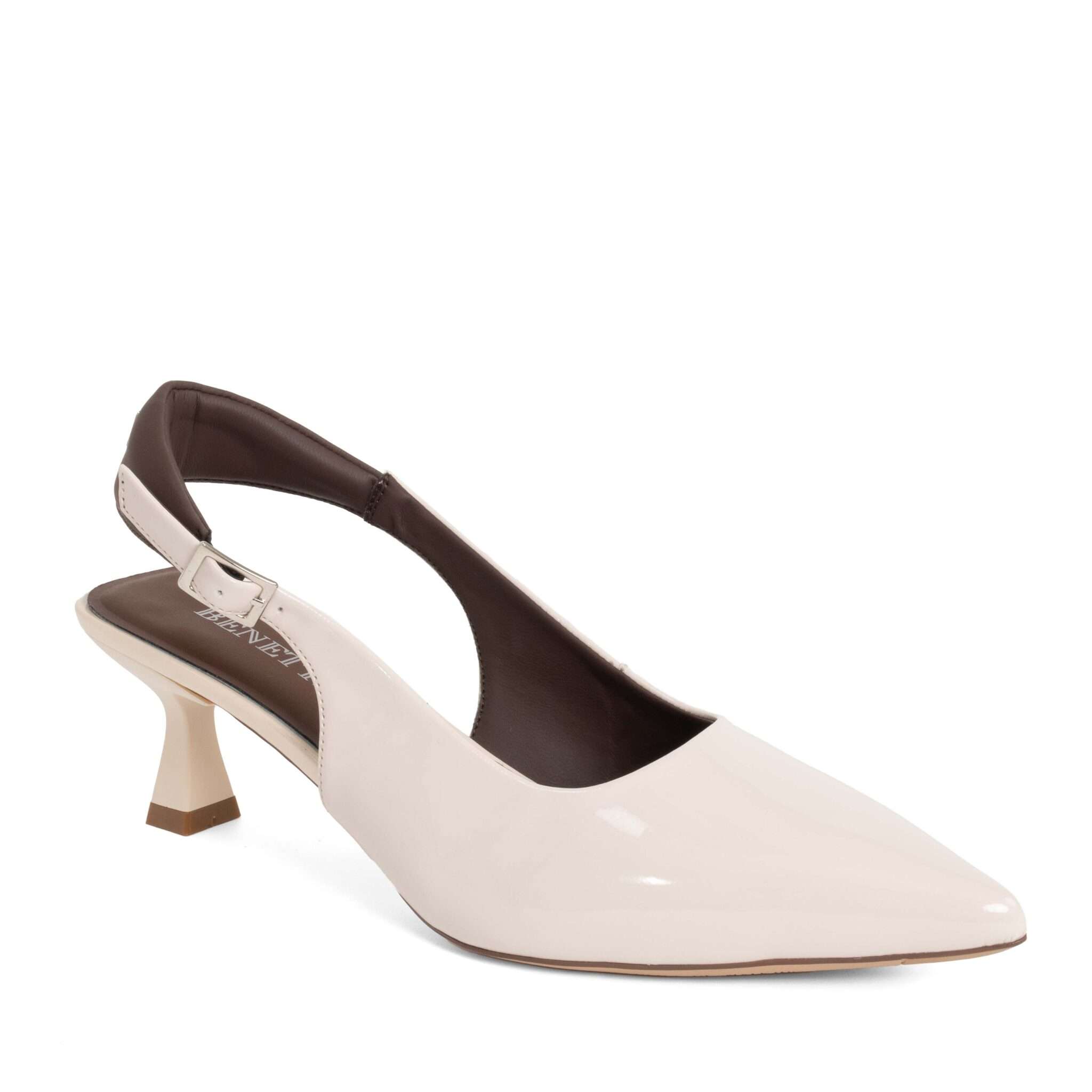 Classic Women high heel pumps with patent leather and silk