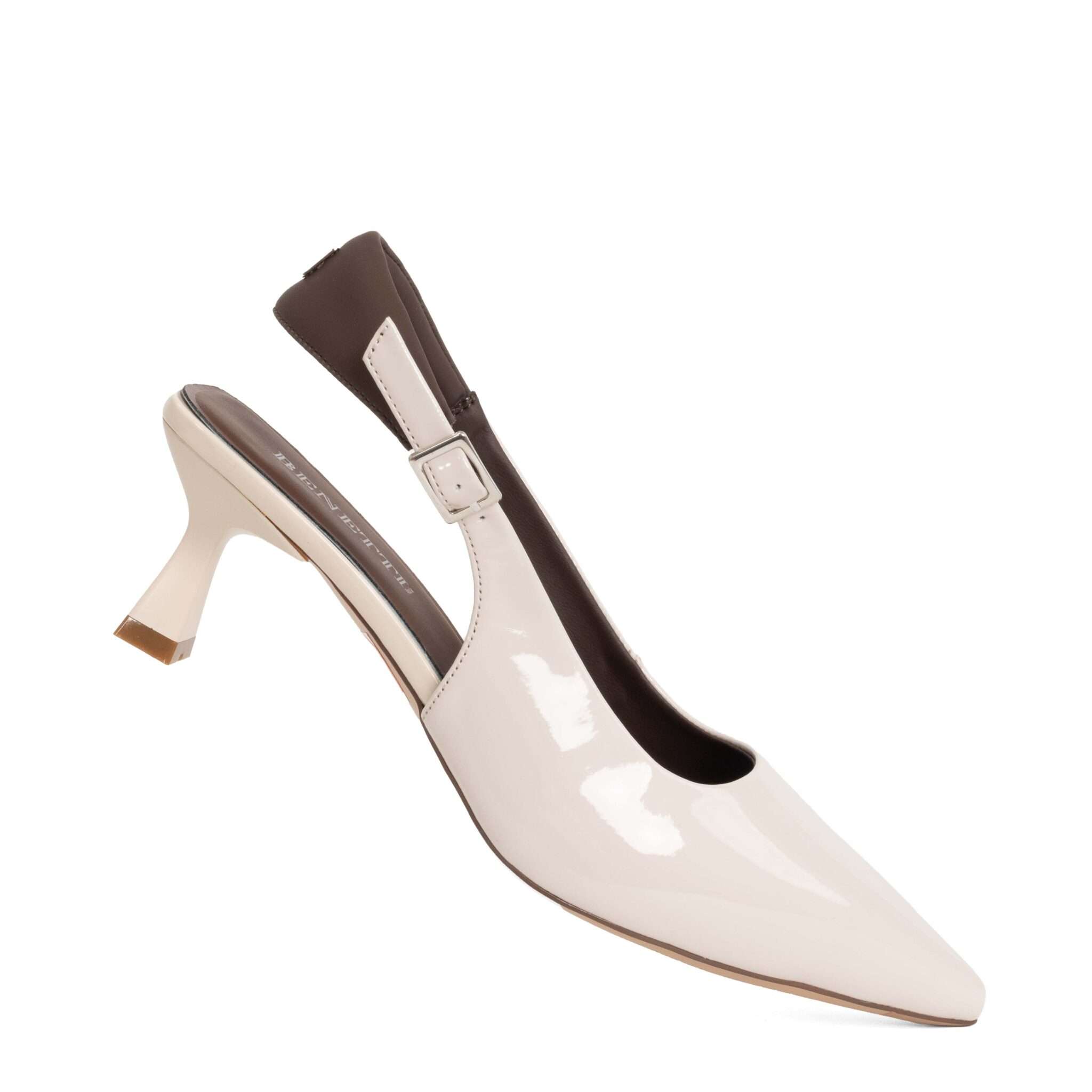 Classic Women high heel pumps with patent leather and silk