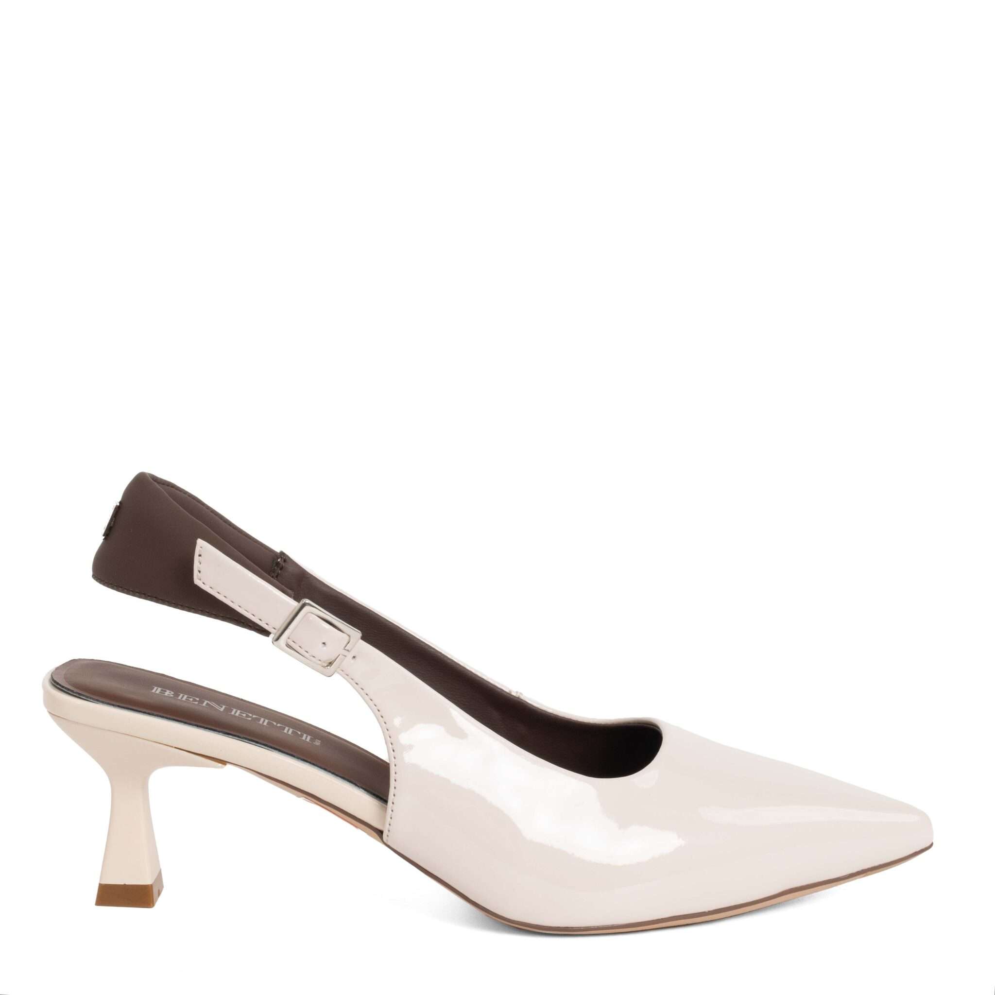 Classic Women high heel pumps with patent leather and silk