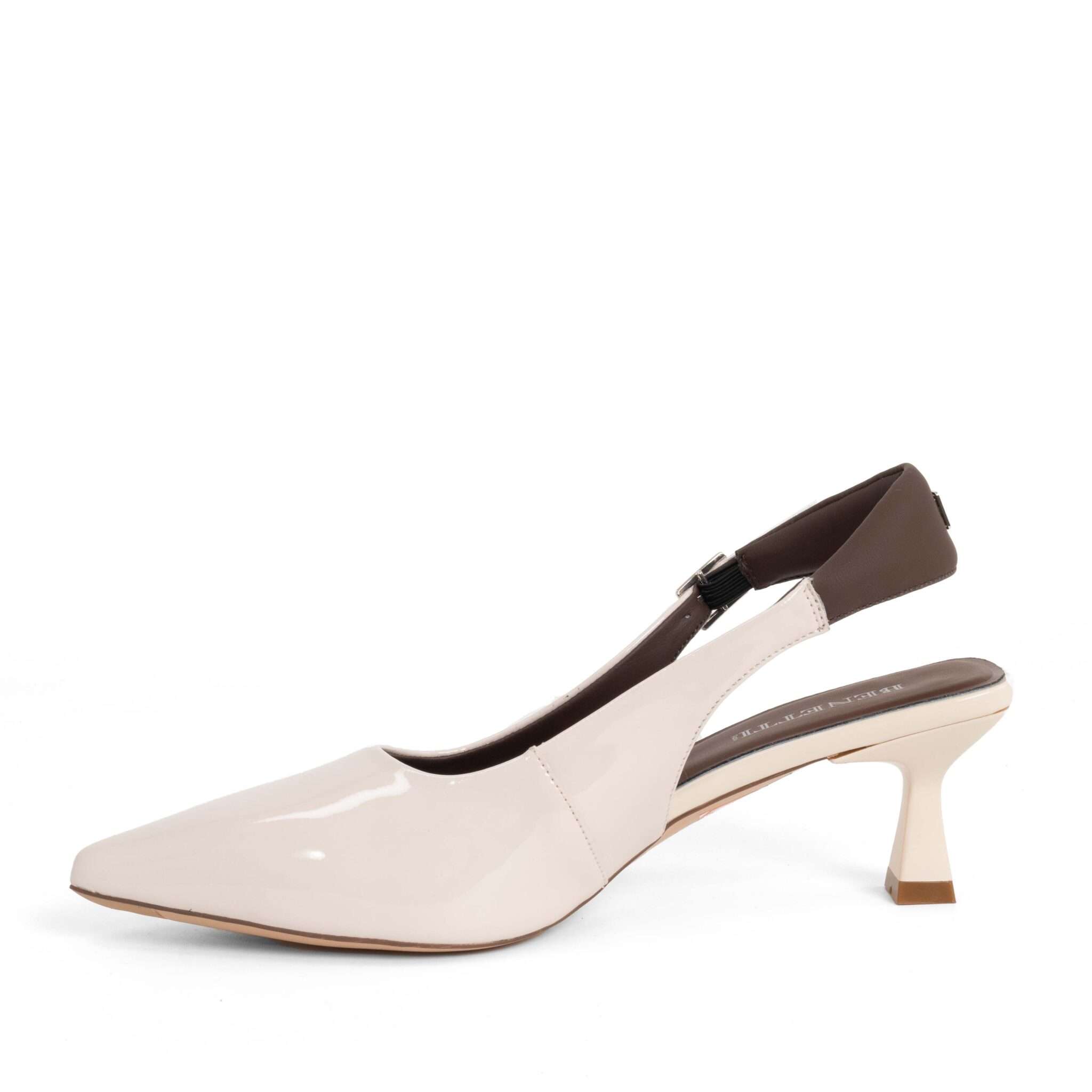 Classic Women high heel pumps with patent leather and silk