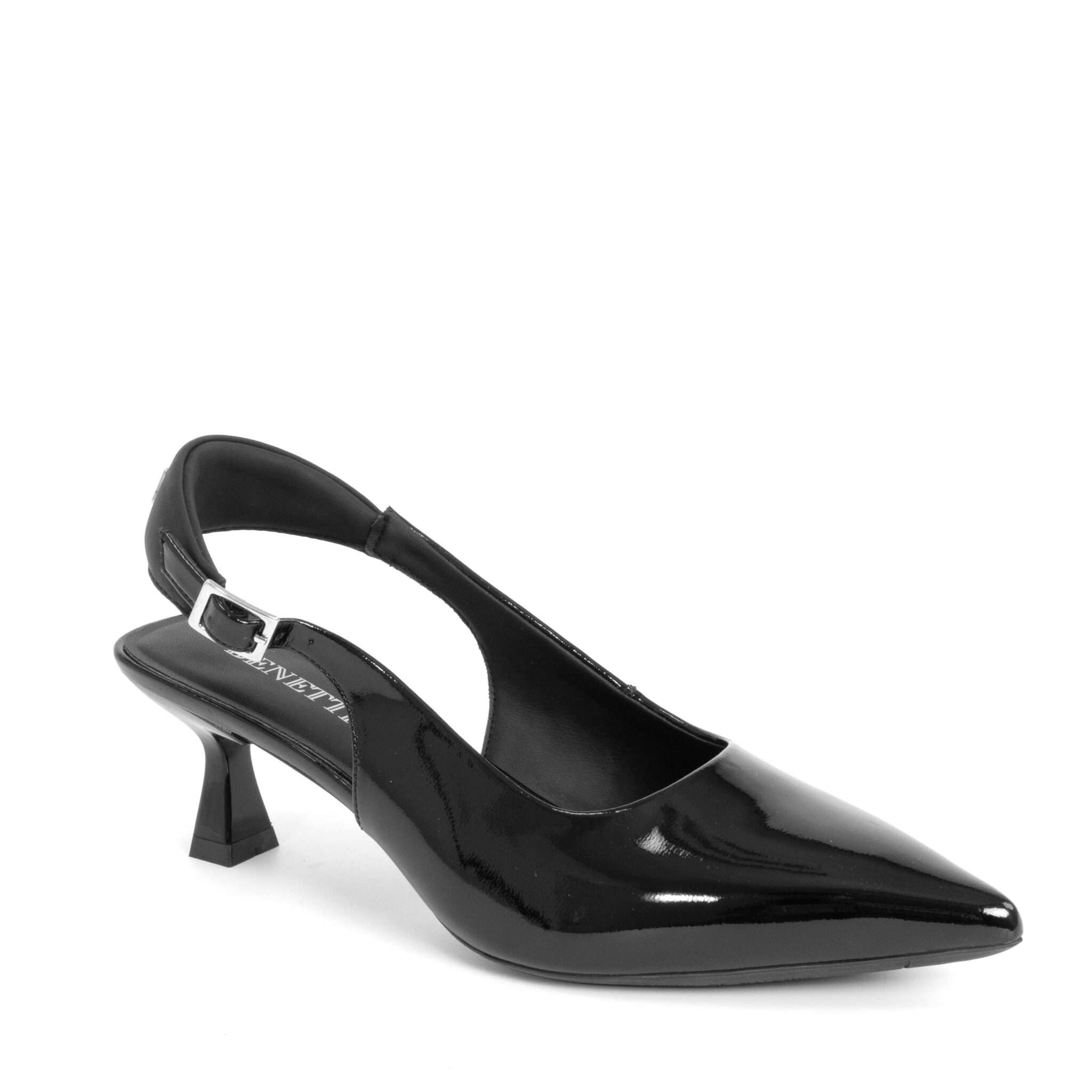 Classic Women high heel pumps with patent leather and silk