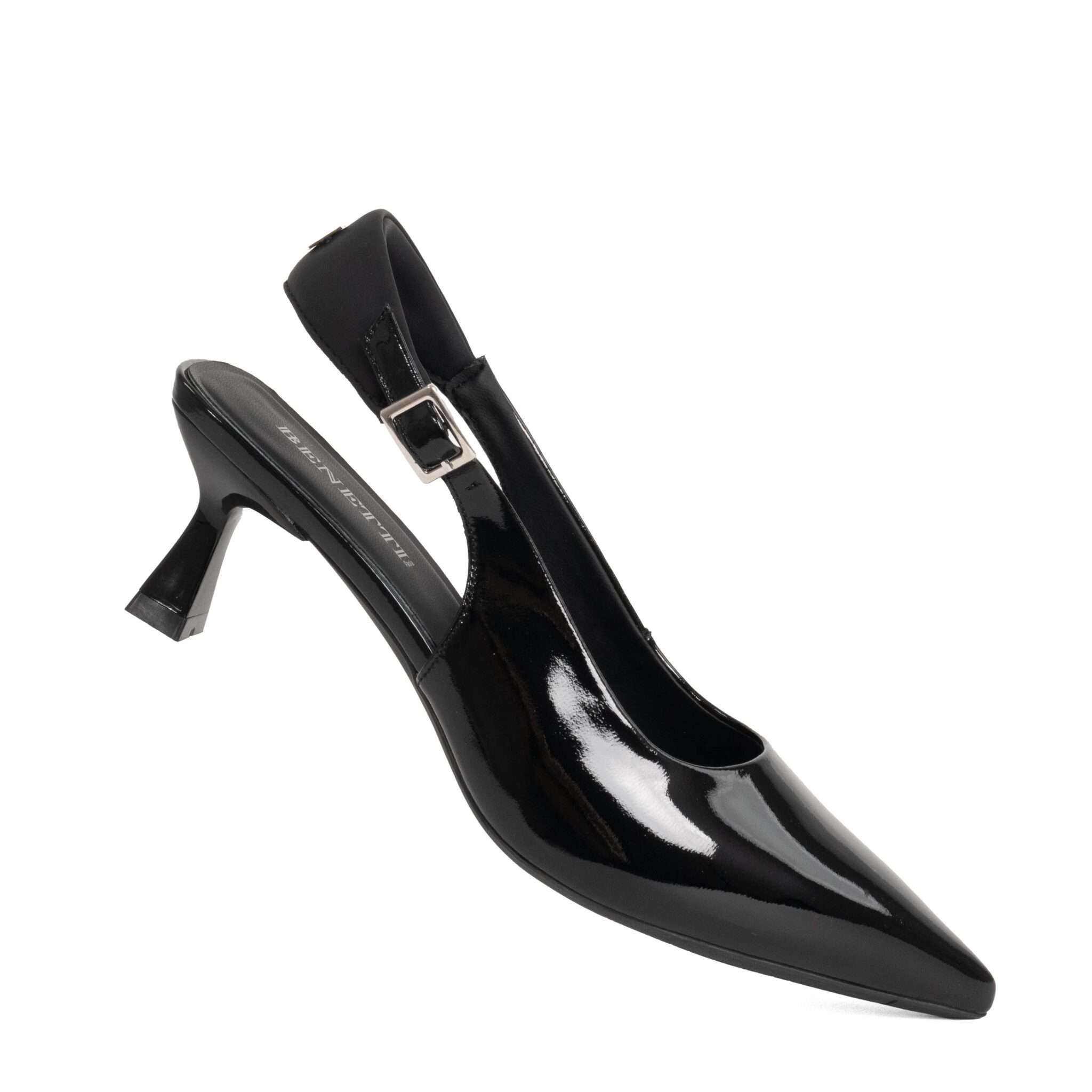 Classic Women high heel pumps with patent leather and silk