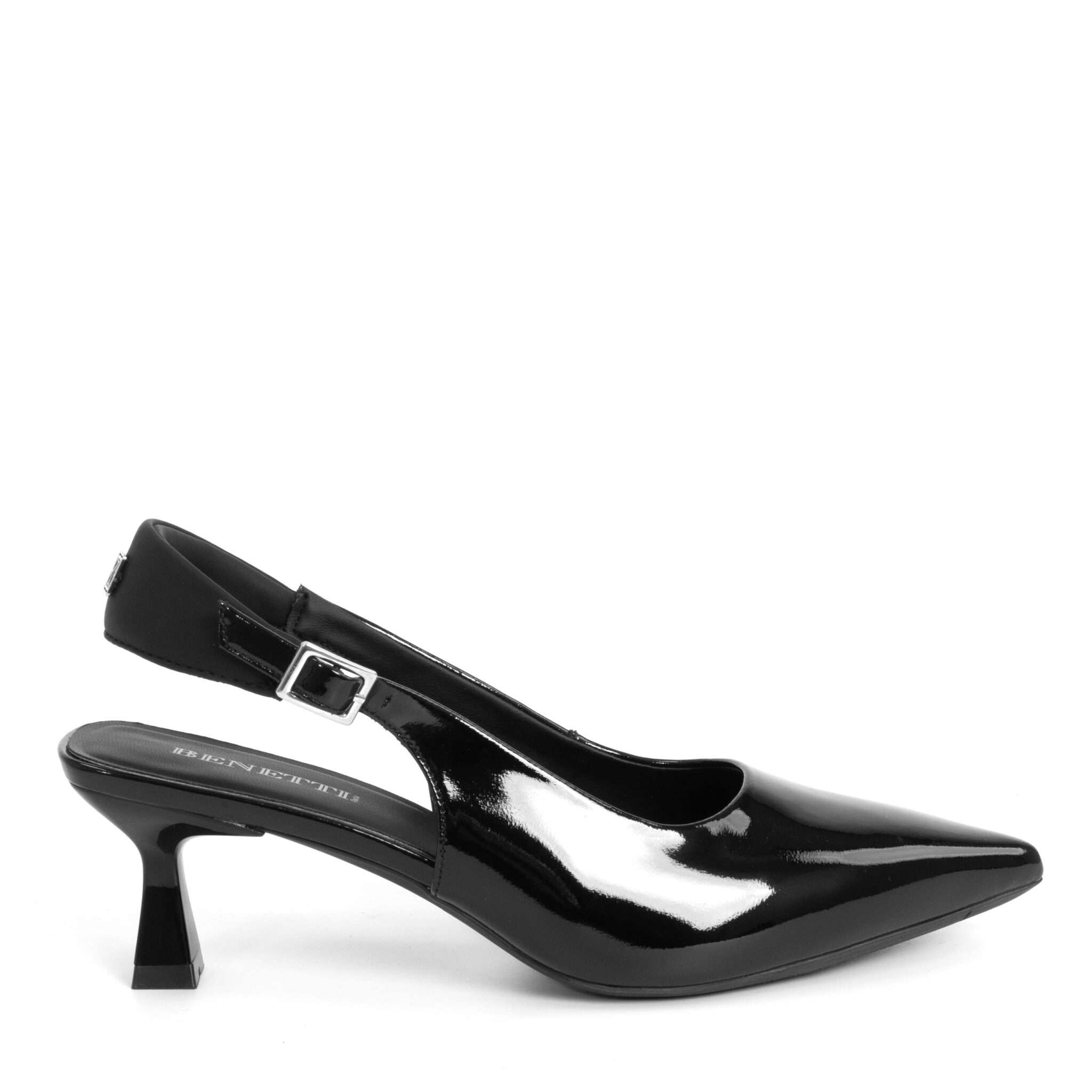 Classic Women high heel pumps with patent leather and silk