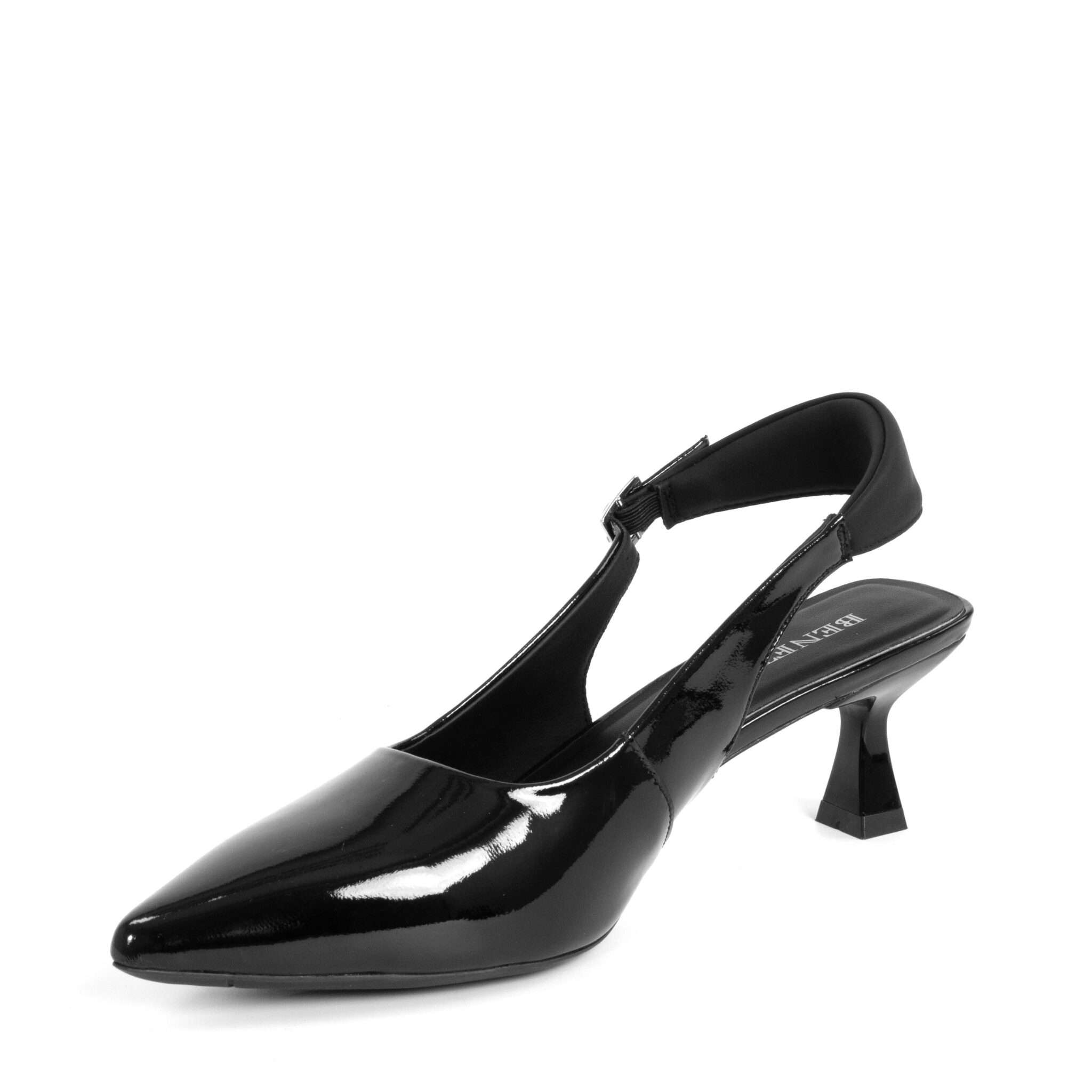 Classic Women high heel pumps with patent leather and silk