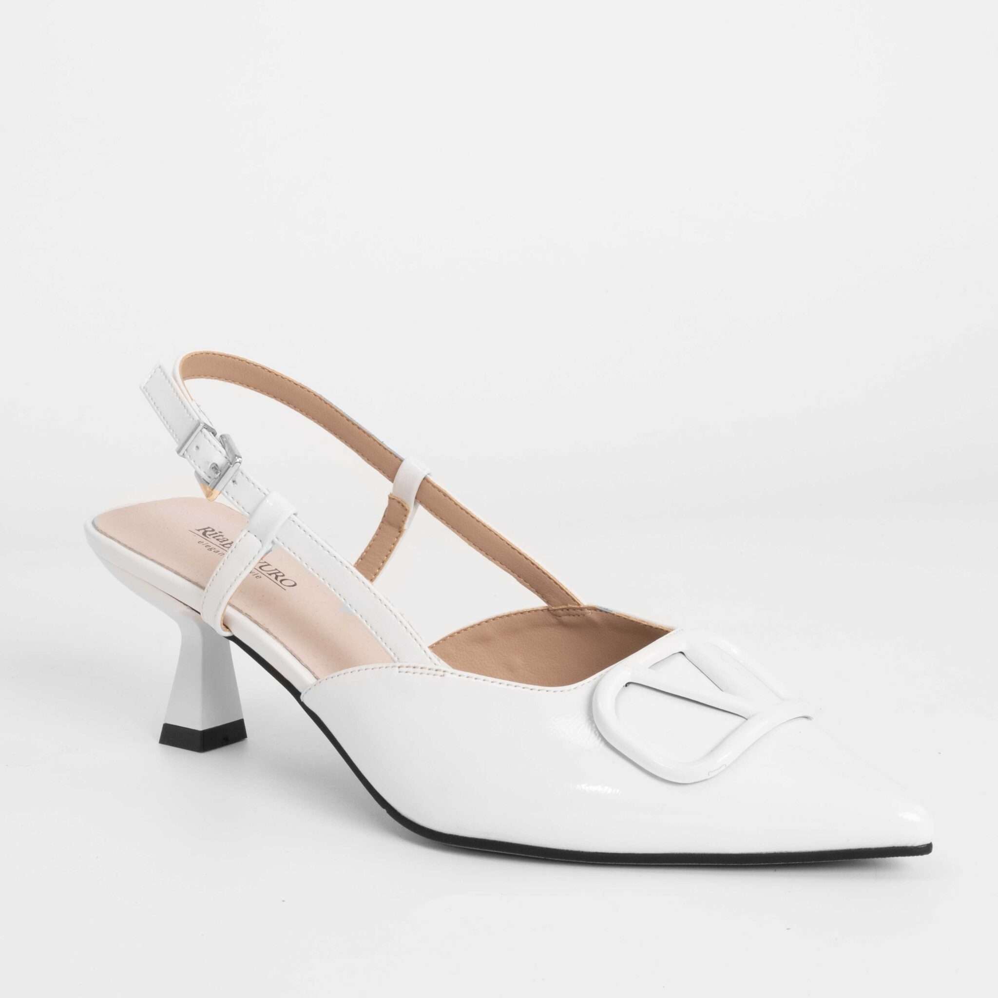 NEW Women high heel pumps with White Patent leather