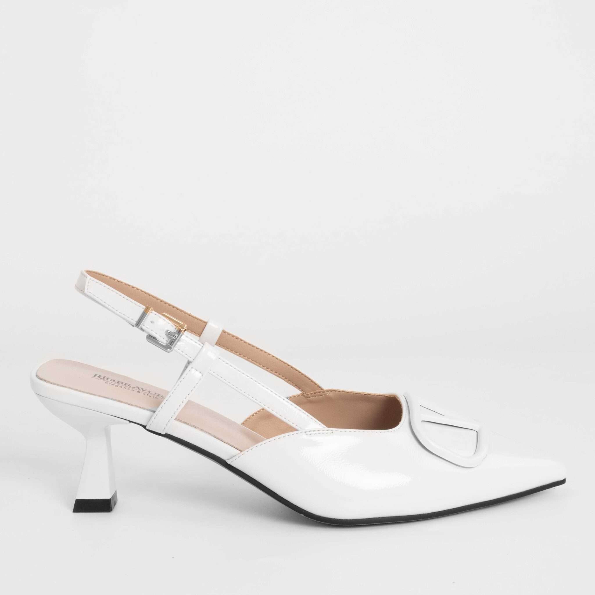 NEW Women high heel pumps with White Patent leather