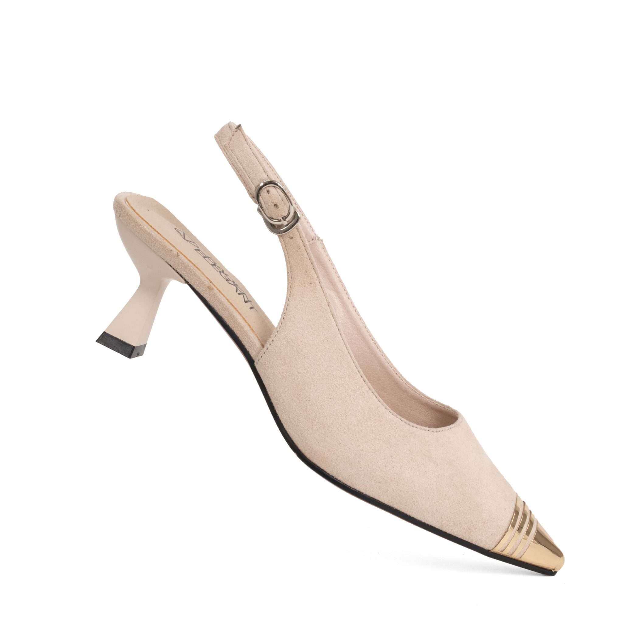 NEW Women high heel pumps with beige kidskin leather