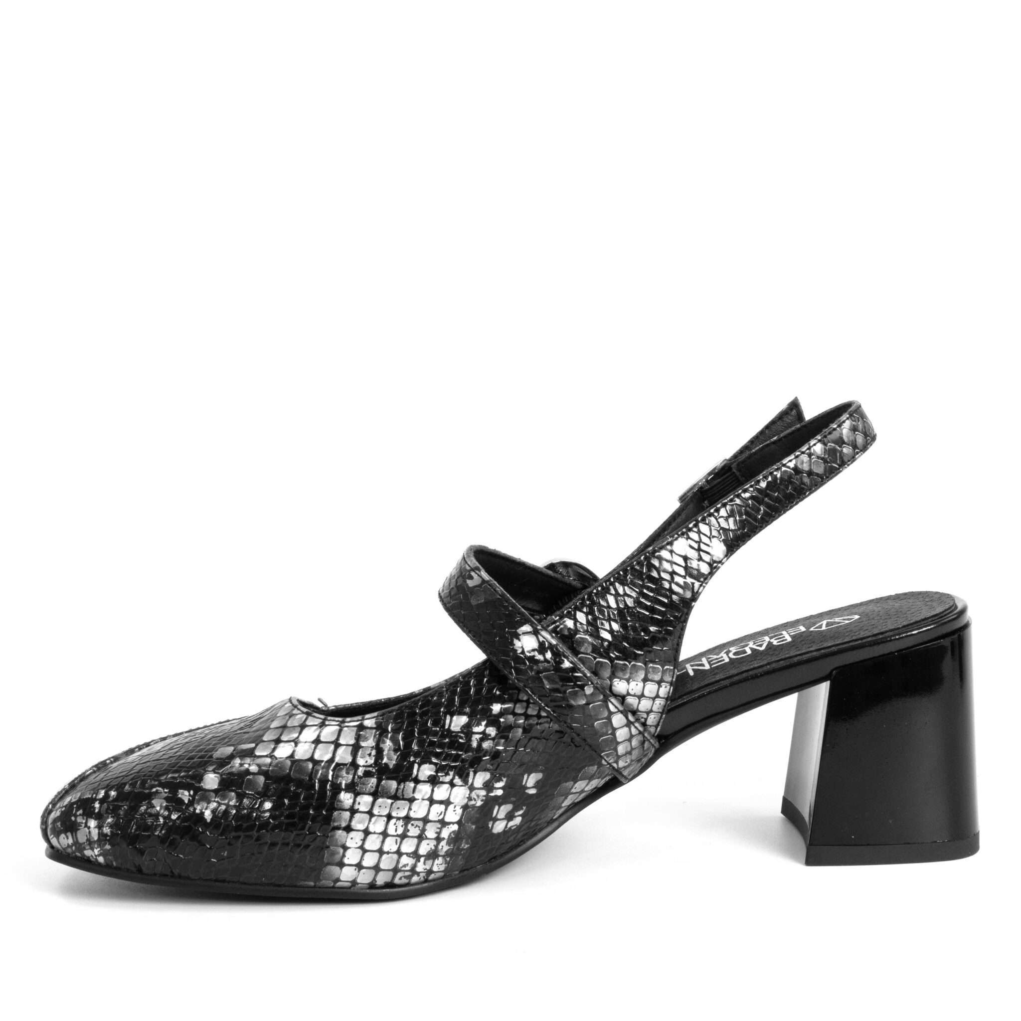 Classic Women high heel pumps with black and grey sneak patent microfiber leather