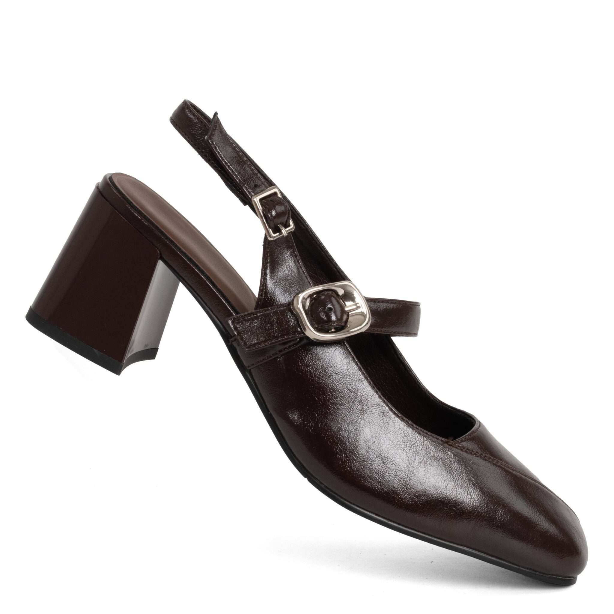 Classic Women high heel pumps with burgundy microfiber leather