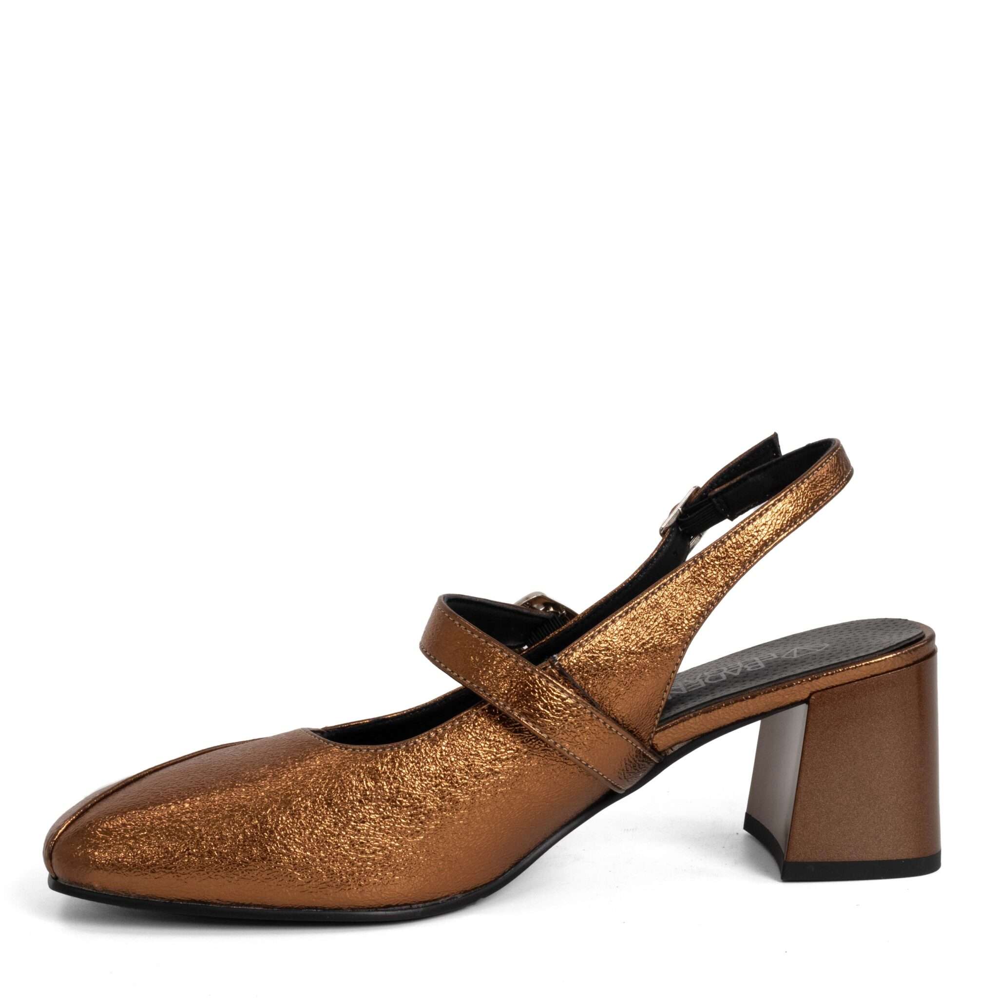 Classic Women high heel pumps with gold microfiber leather