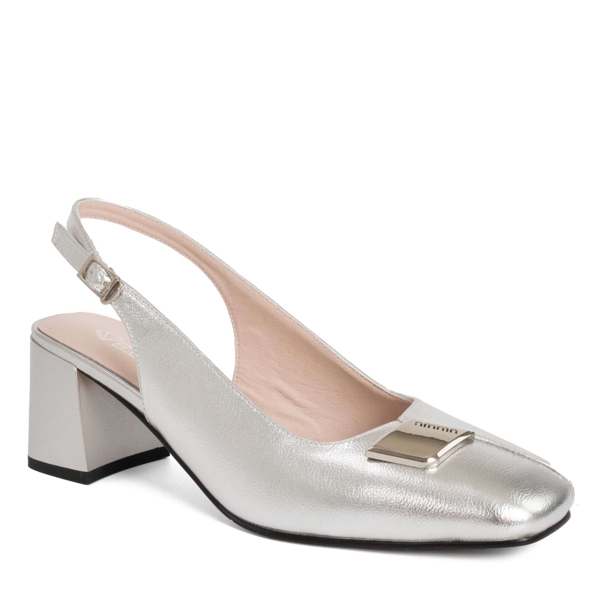 Classic Women high heel pumps with Silver microfiber leather