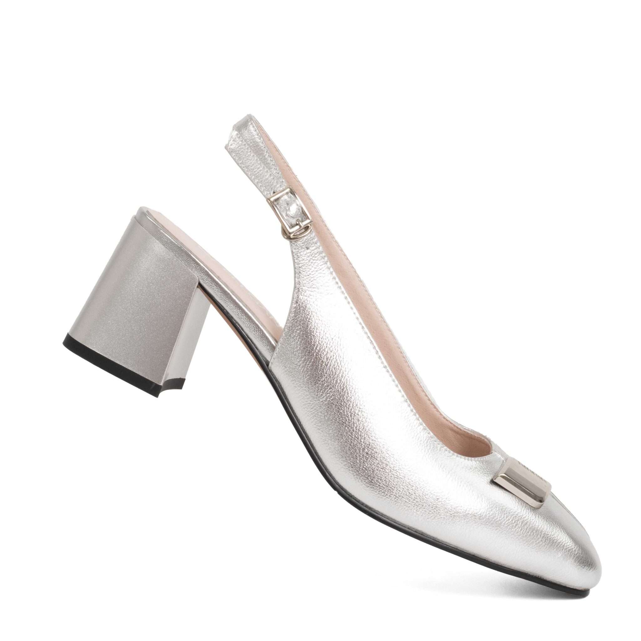 Classic Women high heel pumps with Silver microfiber leather