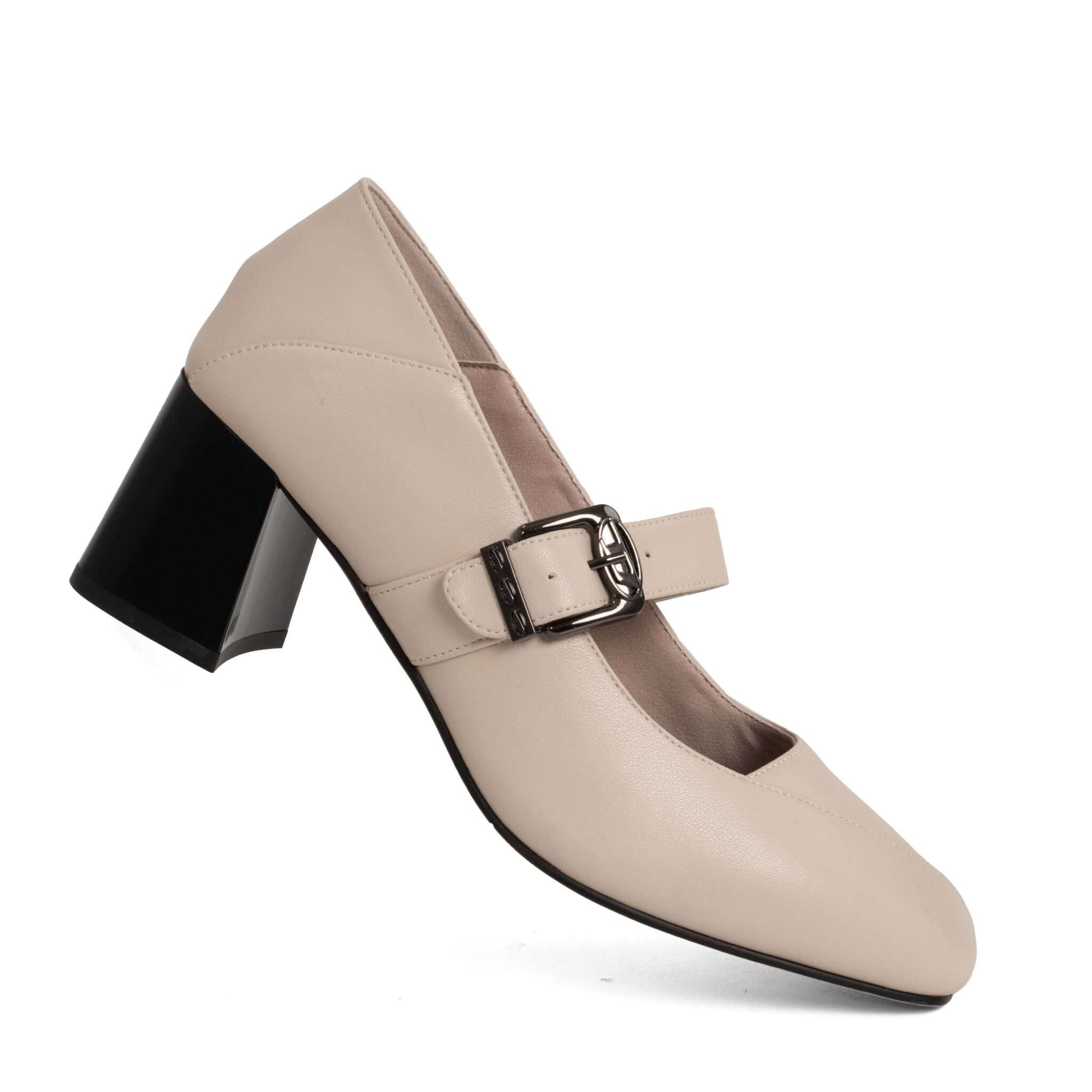 Classic Women high heel pumps with Apricot microfiber leather