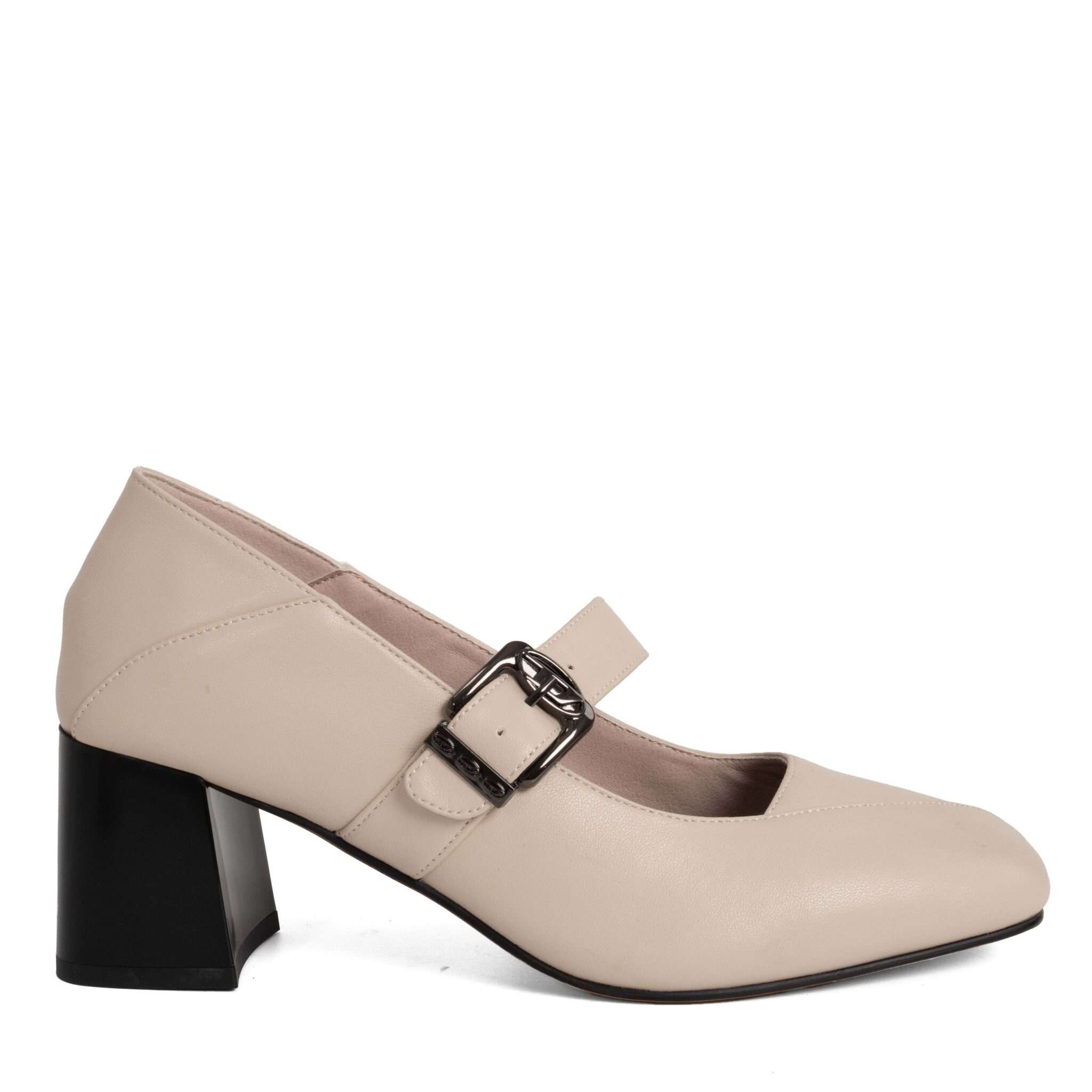 Classic Women high heel pumps with Apricot microfiber leather